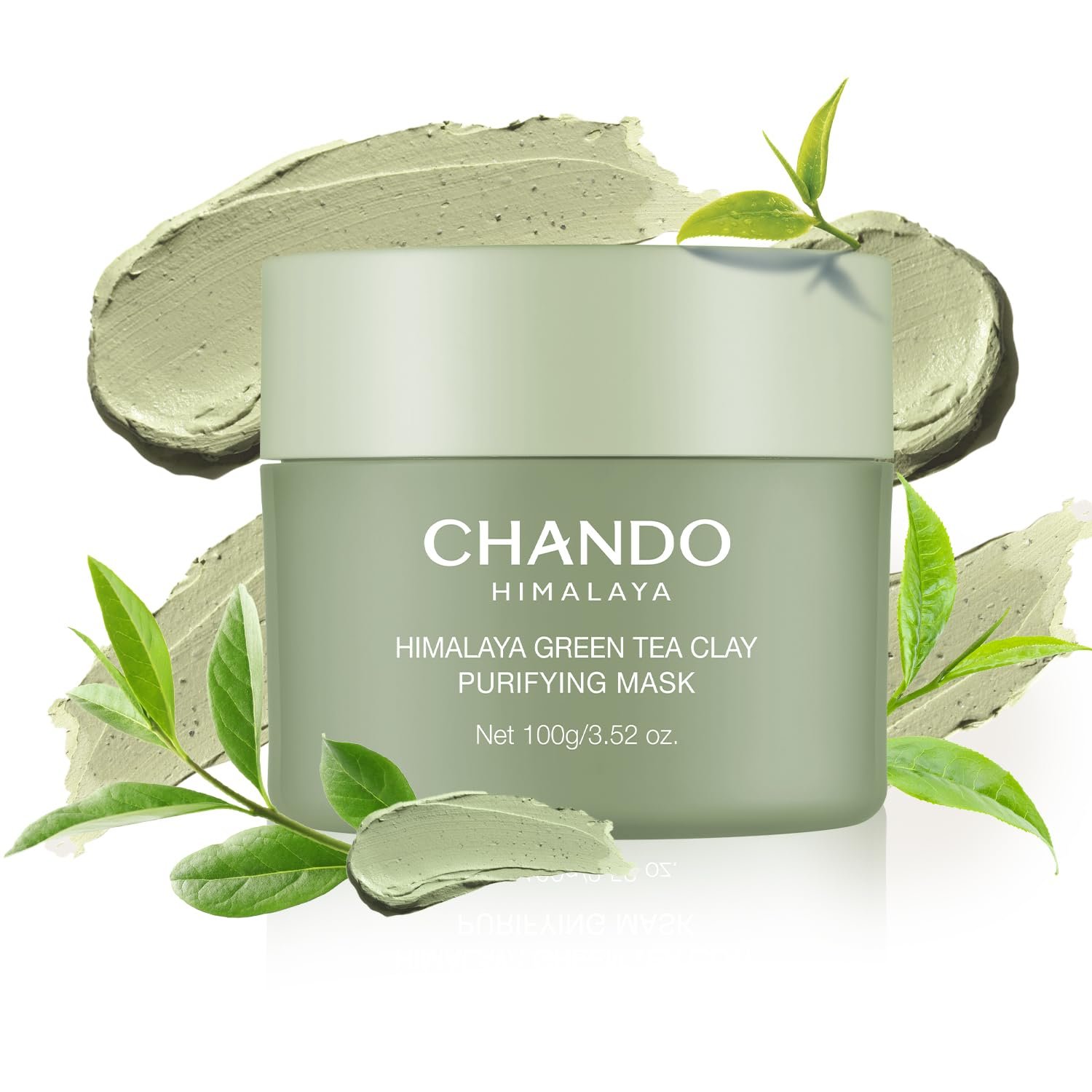 CHANDO HIMALAYA Purifying Green Tea Mask, Natural Facial Clay Mask Deep Pore Cleansing with Green Tea Extract and Portulaca Extract, for Clogged Pores, Detoxifies & Balance Oil, 3.52 fl.oz