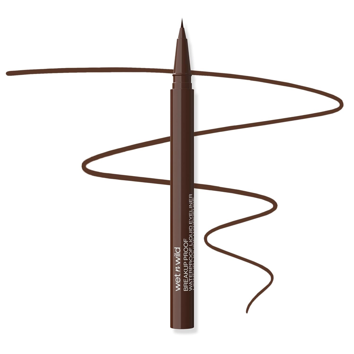 wet n wild Mega Last Breakup Proof Liquid Eyeliner – Ultra-Fine Brush, Waterproof, 16-Hour Long-Lasting Wear – Cruelty-Free & Vegan – Brown