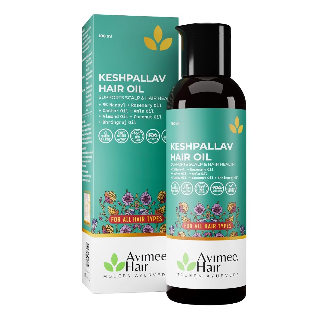 AVIMEE HERBAL Keshpallav Hair Oil For Men & Women | For Healthy & Nourished Hair | With Rosemary, Castor, Amla, Brahmi and Bhringraj Oil | Mineral Oil Free | 100 ml