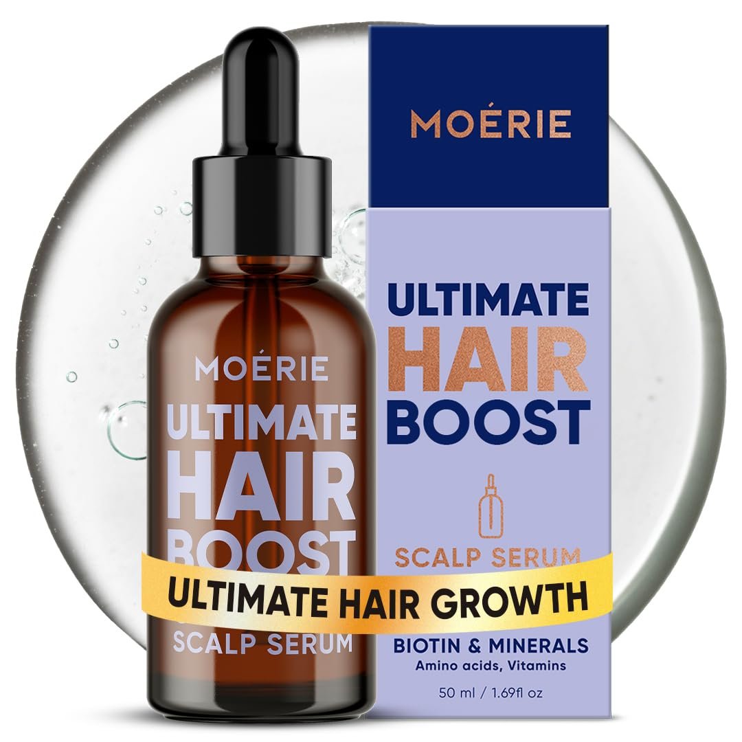 MOERIE Ultimate Hair Growth Serum for Natural Hair Regrowth & Thickening – Anti Thinning & Hair Loss Treatment for Women – Rapid Hair Growth Products – Scalp Oil Alternative – 1.69 fl oz / 50 ml