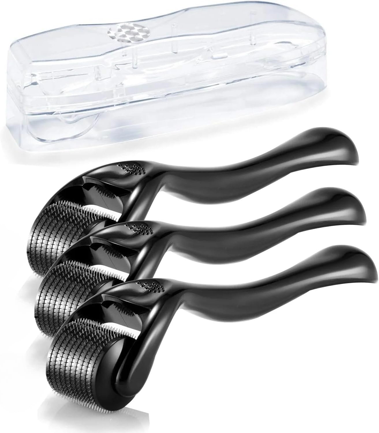 Boolavard Derma Roller Microneedle Roller for Face with 3 Different Size(0.2mm, 0.25mm, 0.3mm) Beard Roller, Hair Face Skin Micro Needle Face Roller Scalp Roller