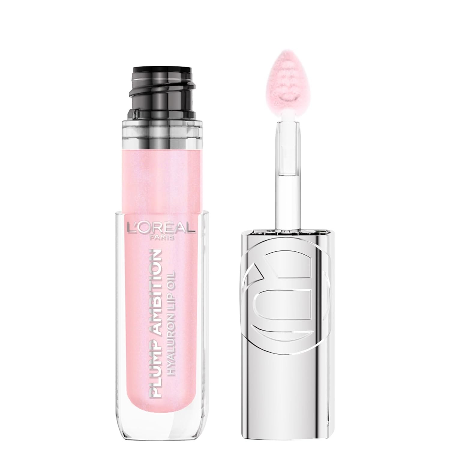 L’Oreal Paris Plump Ambition Hyaluron Lip Oil, 24 HR Lip Gloss with Hyaluronic Acid, Volumizing Formula with Glass-Like Shine, Cristal Clear 101, 0.16 Fl Oz