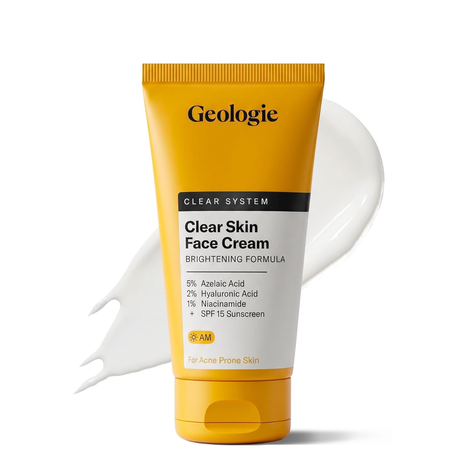 Geologie Clear Skin Face Cream | Clear System Daily Moisturizer with SPF15 for Acne-Prone Skin | Azelaic Acid, Niacinamide & Hyaluronic Acid | Lightweight & Oil Free | 60 ML