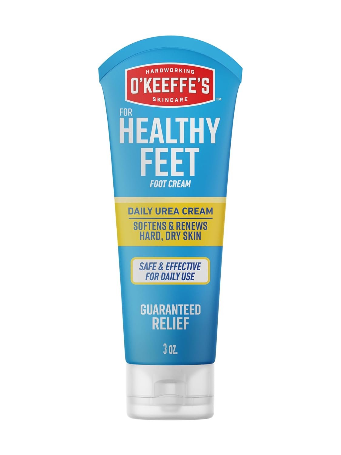O’Keeffe’s for Healthy Feet Intense Renewal Cream with Urea & Alpha Hydroxy Acid – 3 oz Tube (1 Pack) – Chemically Exfoliates and Softens Extremely Callused, Dry Feet