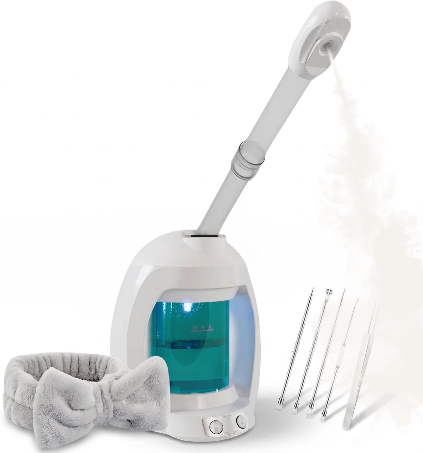 Facial Steamer, Nano Ionic Face Steamer for Facial Deep Cleaning, Hair Steamer Facial Steamer Professional, Facial Steamers for Home Facial Spa, White