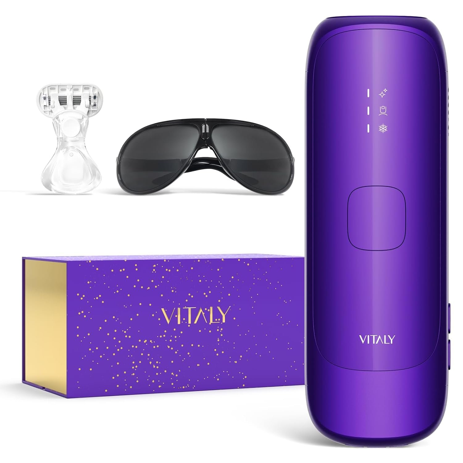 IPL Laser Hair Removal Device for Women: Permanent Hair Removal with Ice Cooling, Safe Skin Sensor & Auto Flashing & Nearly Painless & Long-Lasting Results for Fast Full Body, Holiday Gifts (Purple)