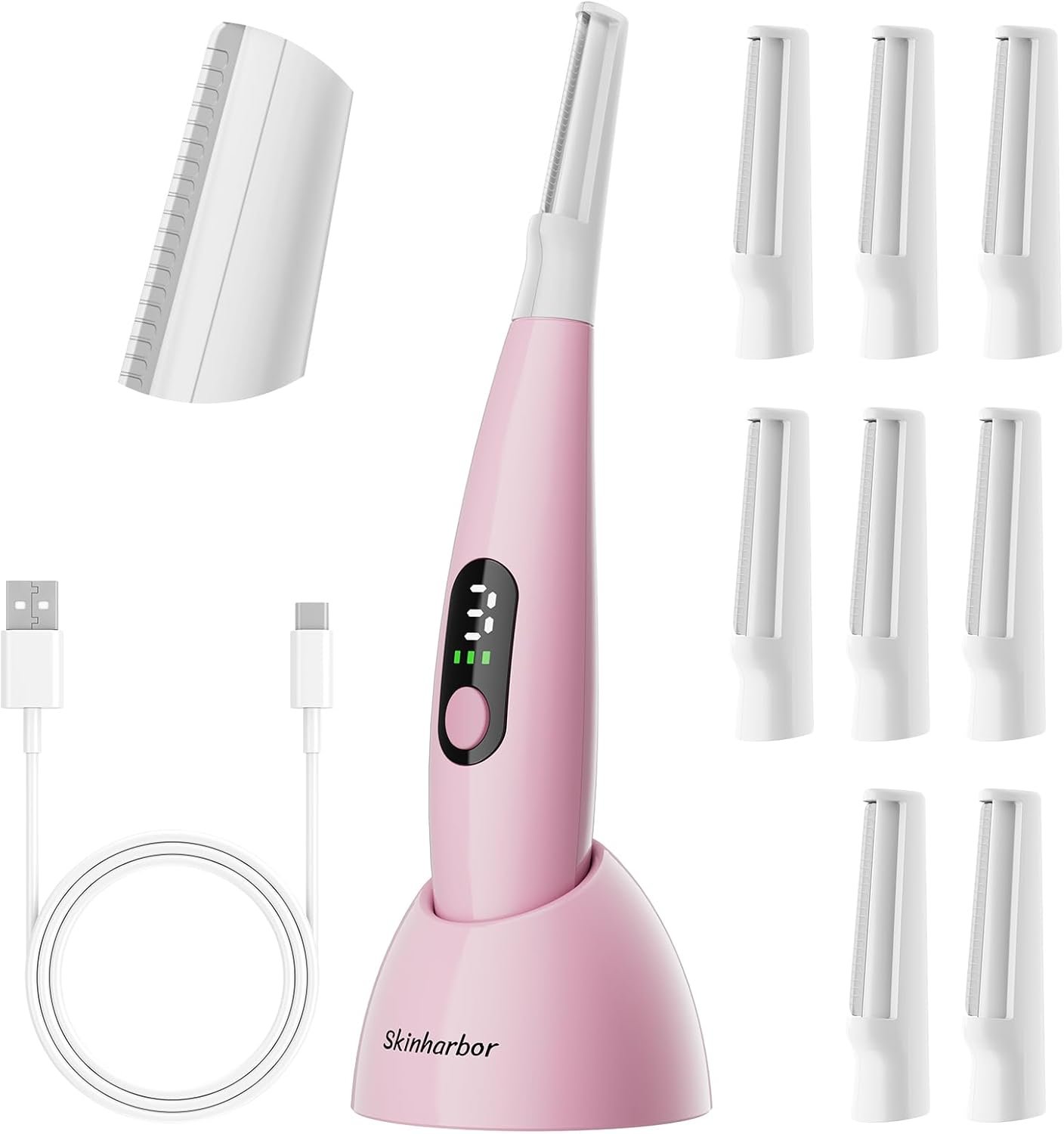 Sonic Dermaplane Razor for Women Face,Women’S Facial Exfoliation & Peach Fuzz Hair Removal System,Anti-Aging–3 Speeds–8 Dermaplaning Blades–Rechargeable,Sonic Dermaplaning Tool