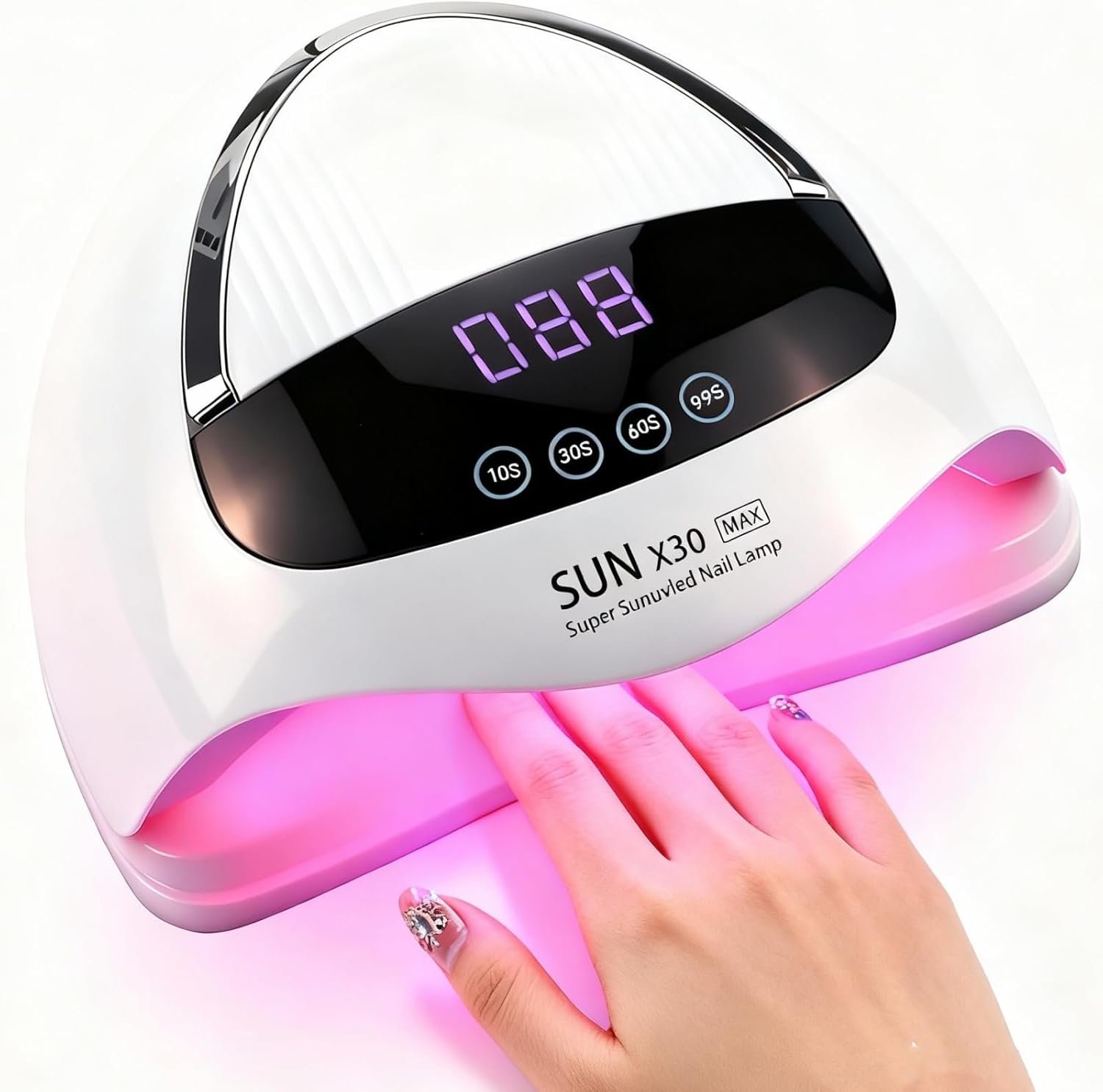 500W UV LED Nail Lamp, 90 LEDs Gel Nail Dryer for Fast Curing with LCD Display, 4 Timer Settings & Auto Sensor, Salon-Grade Nail Light for Home and Nail Salon Use
