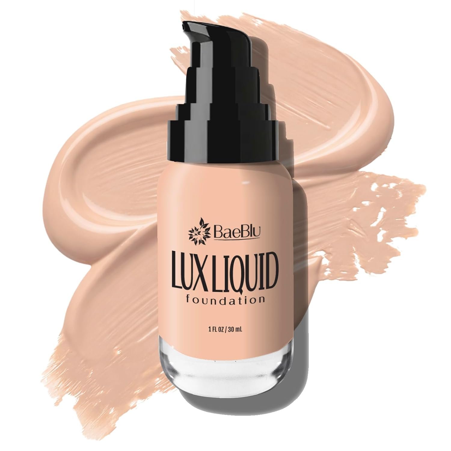 BaeBlu Organic Aloe-Based LUX Liquid Foundation, Natural Vegan Gluten-Free Made in USA, Latte