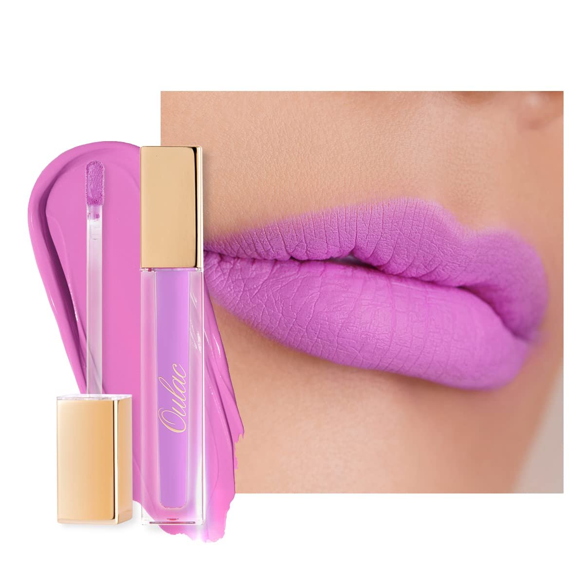 Oulac Matte Lipstick for Women Long Lasting, Light Pink | Lavender Lip Gloss, Waterproof Lip Stain, No Transfer, Creamy High Pigmented Formula with Rose Oil, Vegan & Cruelty-Free, M14