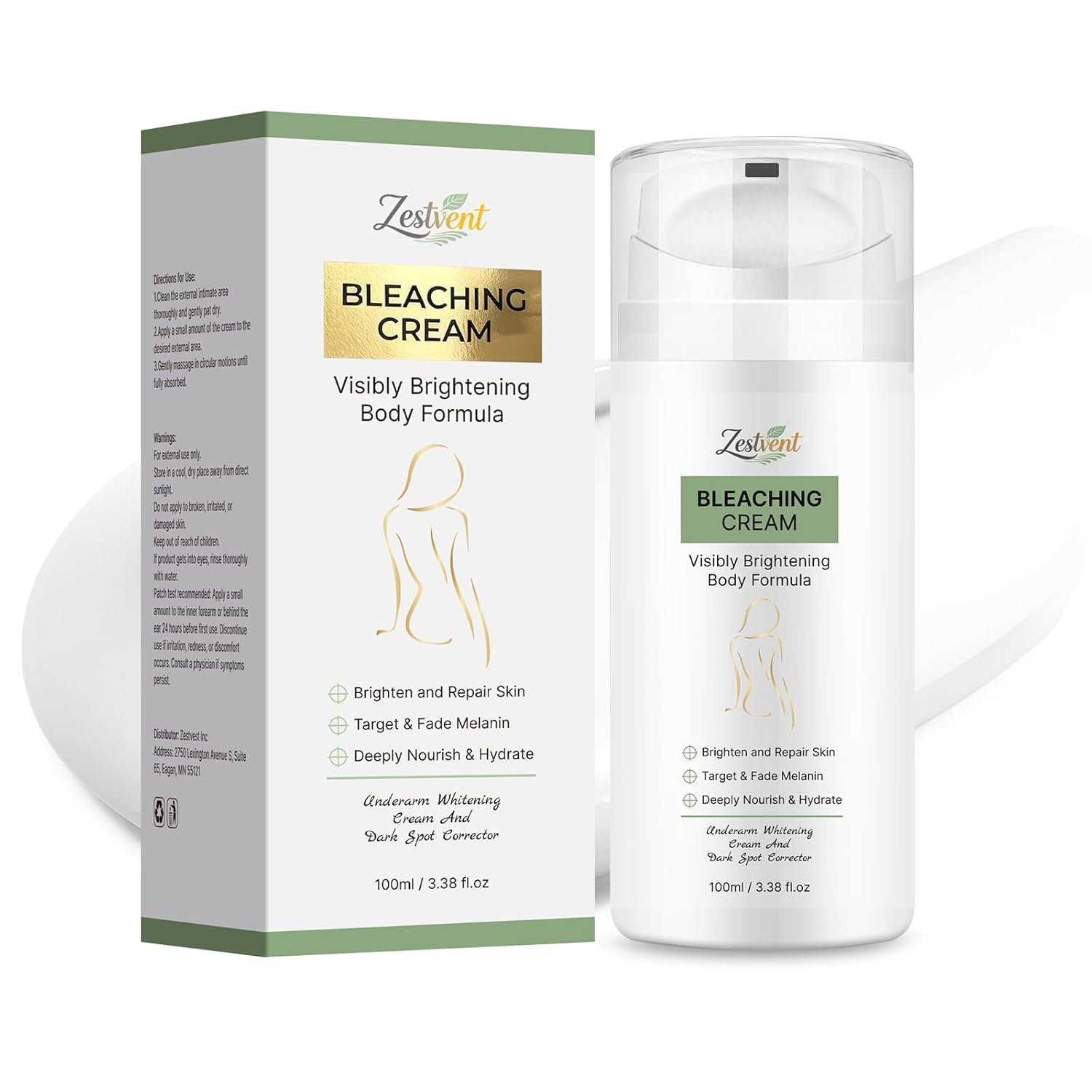 Skin Bleaching Cream for Intimate Areas and Underarms：Skin Dark Spot Remover with Niacinamide Arbutin 100 ml Non-Greasy Formula for Bikini Line, Inner Thigh, Knees and Elbows