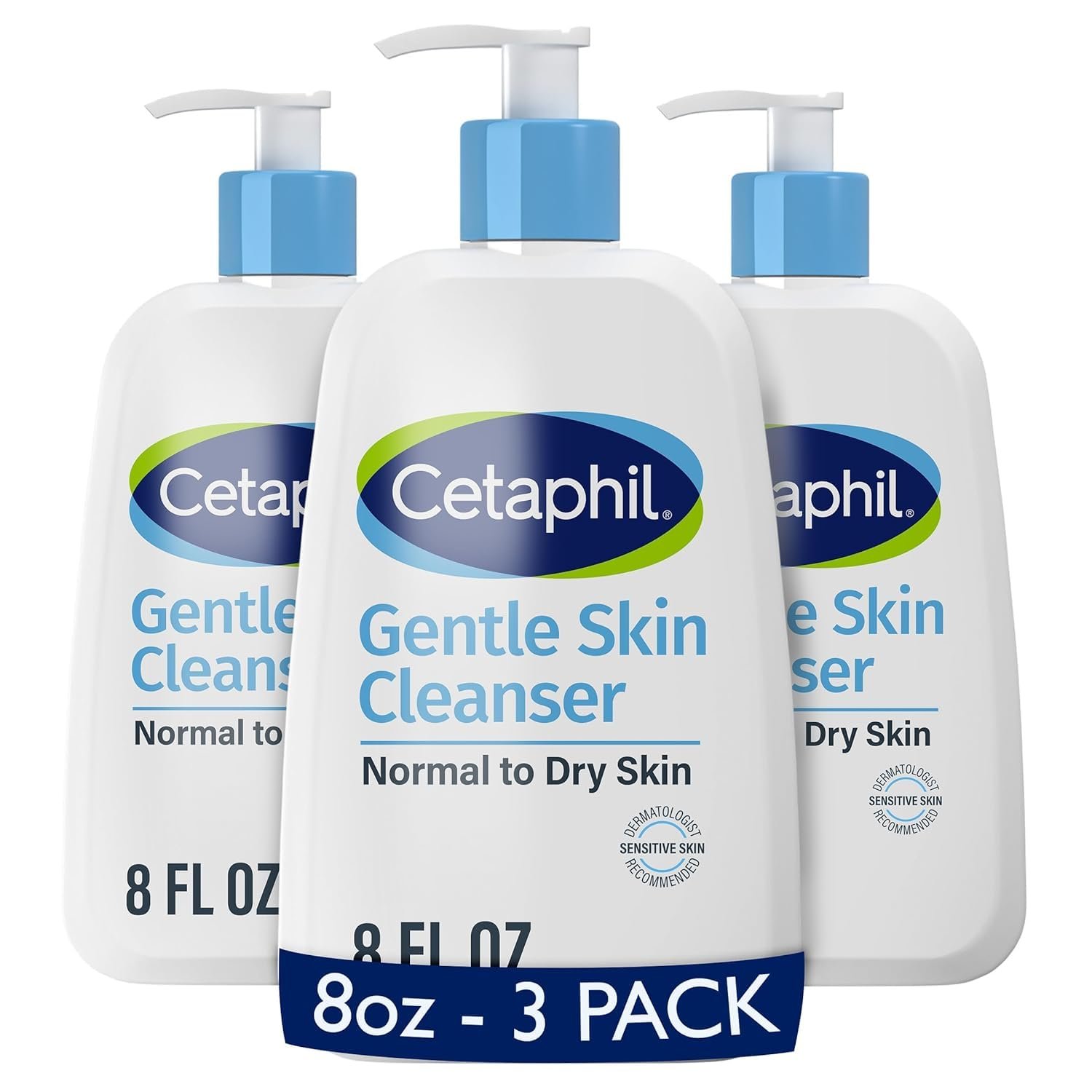 Cetaphil Face Wash, Hydrating Gentle Skin Cleanser for Dry to Normal Sensitive Skin, 8 oz, Pack of 3, Fragrance Free, Soap Free and Non-Foaming