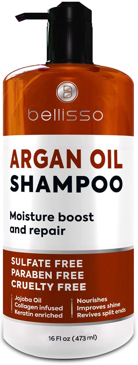 Argan Oil Shampoo – Sulfate Free with No Parabens – Moroccan Botanicals for Women and Men – Professional Moisturizing, Anti Frizz, Hydrating Solution for Dry, Wavy, Curly and Color Treated Hair