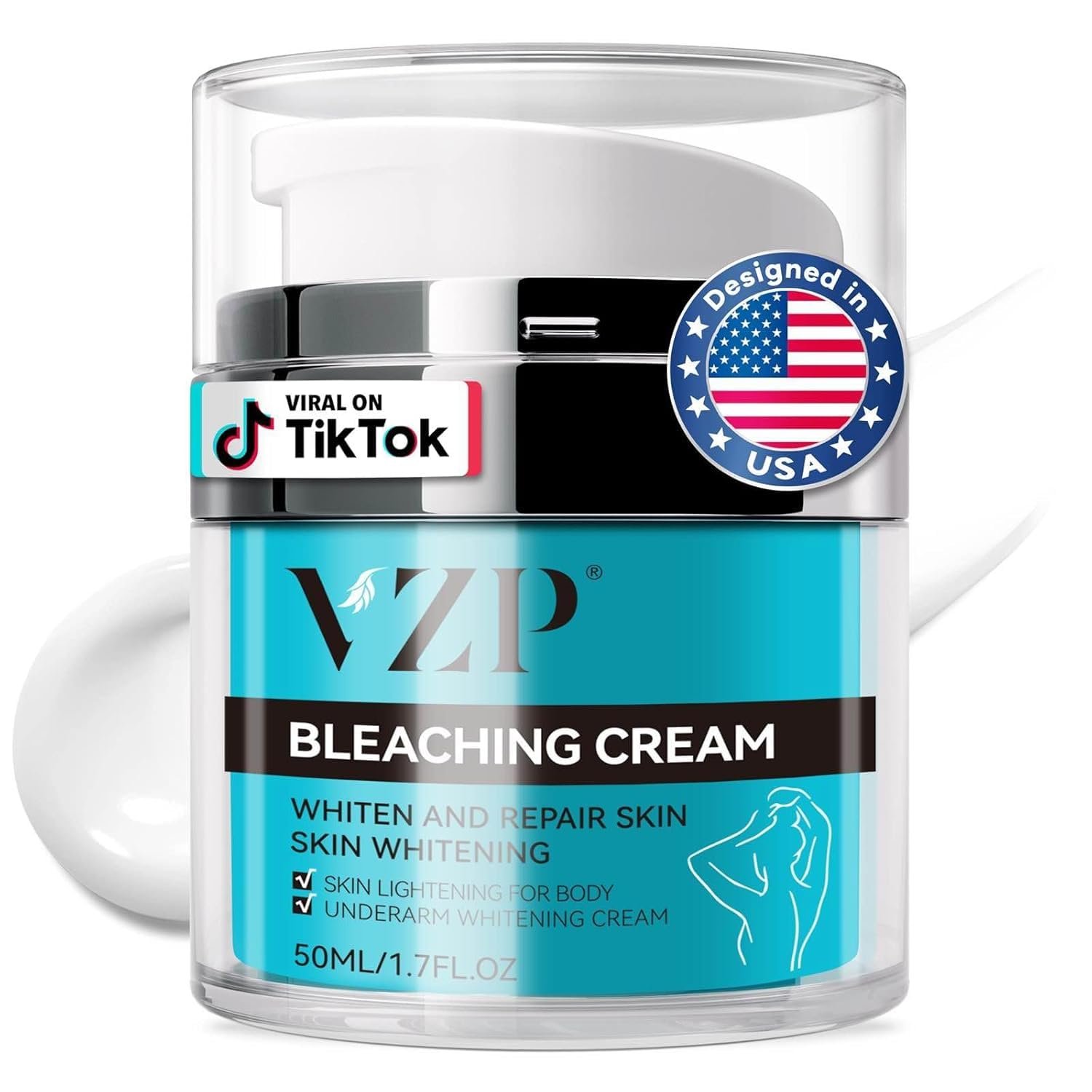 Skin Lightening Cream Bleaching Cream Face Moisturizer with Vitamin C & Arbutin, Dark Spot Remover for Body & Intimate Areas, Underarm, Knees, Elbows, Inner Thigh, Private Parts- 1.7 Fl Oz