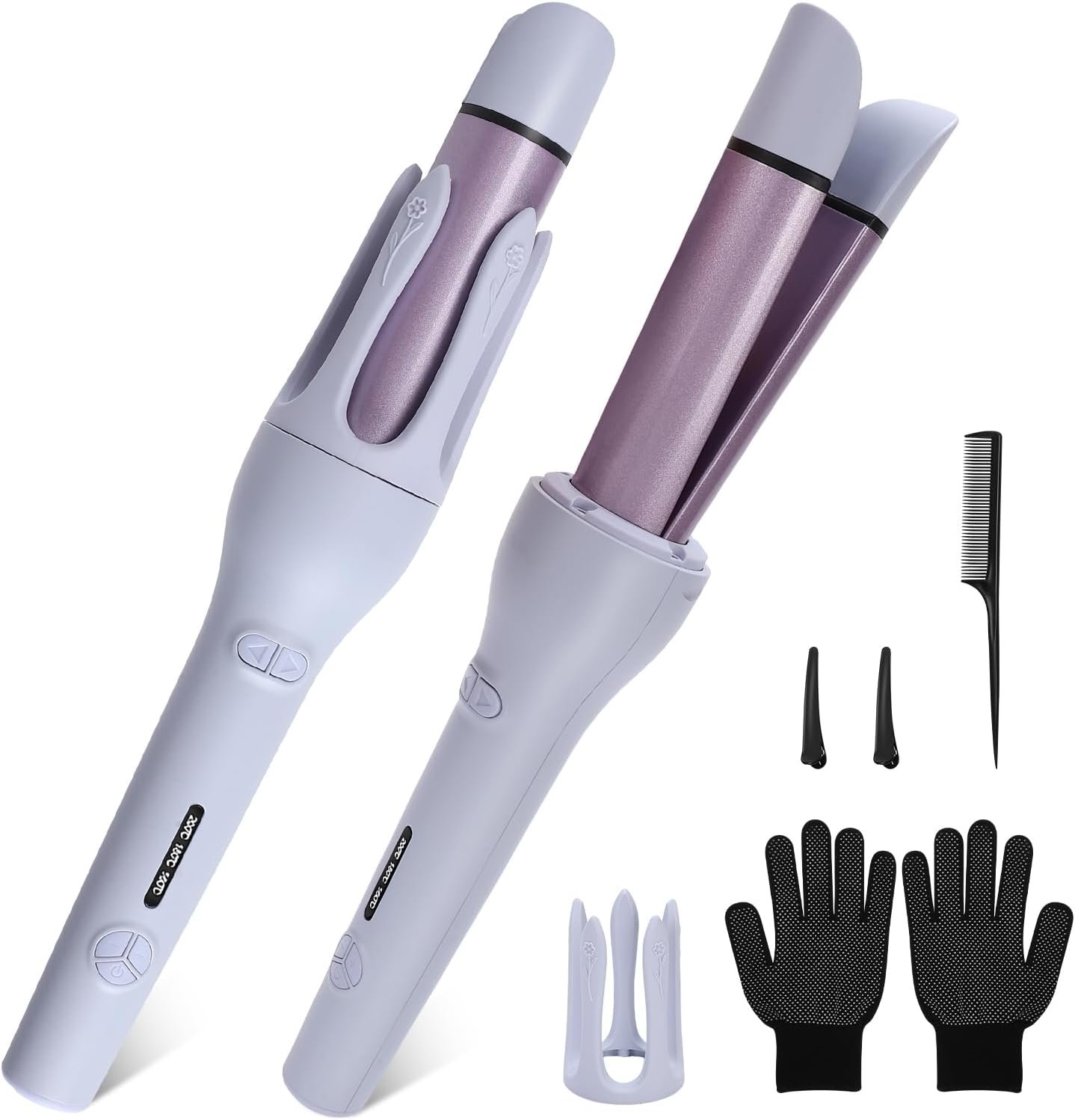 Automatic Hair Curler, Self-Rotating Curling Iron for Beginners | 2-in-1 Straightener & Curler | 10S Timer | 3 Temp Settings | Ceramic Coating for Hair Protection | Includes Comb, Gloves & Hair Clips