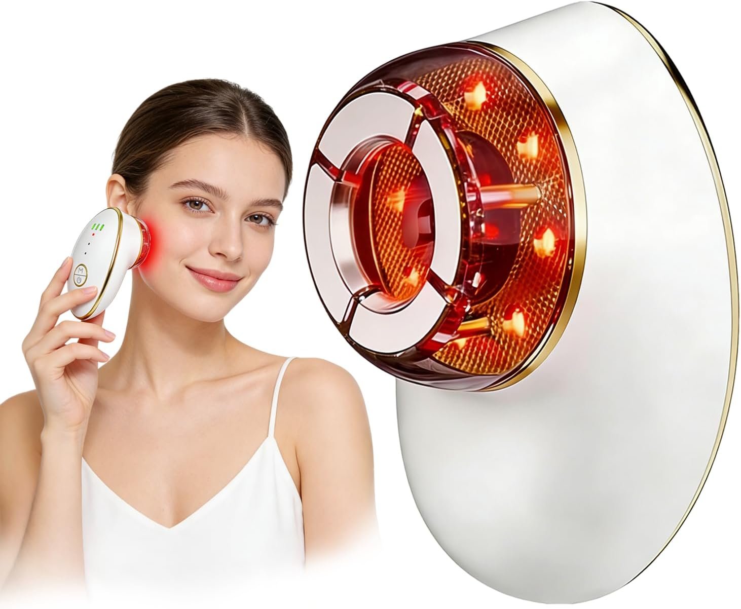 Facial Cupping Set for Face, 3 in 1 Microcurrent Facial Device, 7 Color LED Lymphatic Drainage Massager for Face Skin Tightening & Depuffing, Double Chin Reducer