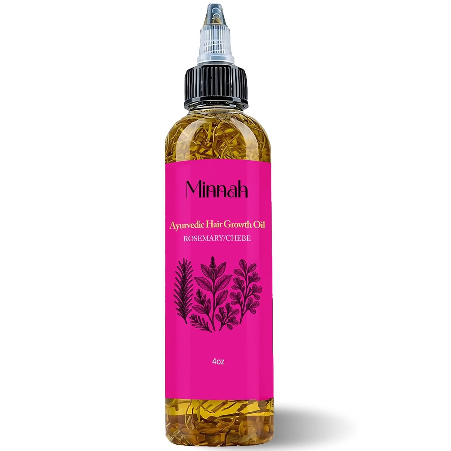 Minnah Hair Growth Oil, Extra Strength Rosemary Fenugreek Castor Oil, Natural Herbal Scalps Hair Care, Aceite de Romero para el Cabello (1 PCS)