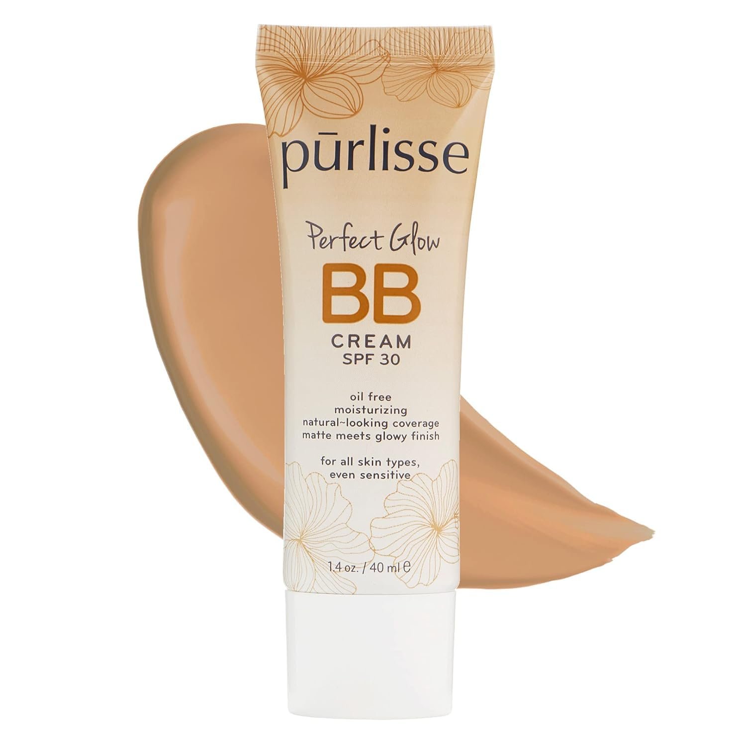 pūrlisse Perfect Glow BB Cream SPF 30 – Luminous Matte Tinted Moisturizer with SPF – Korean Skin Care Formula with Goji & Hawthorn Berry to Hydrate, Brighten & Even Skin – Medium (1.4 oz)