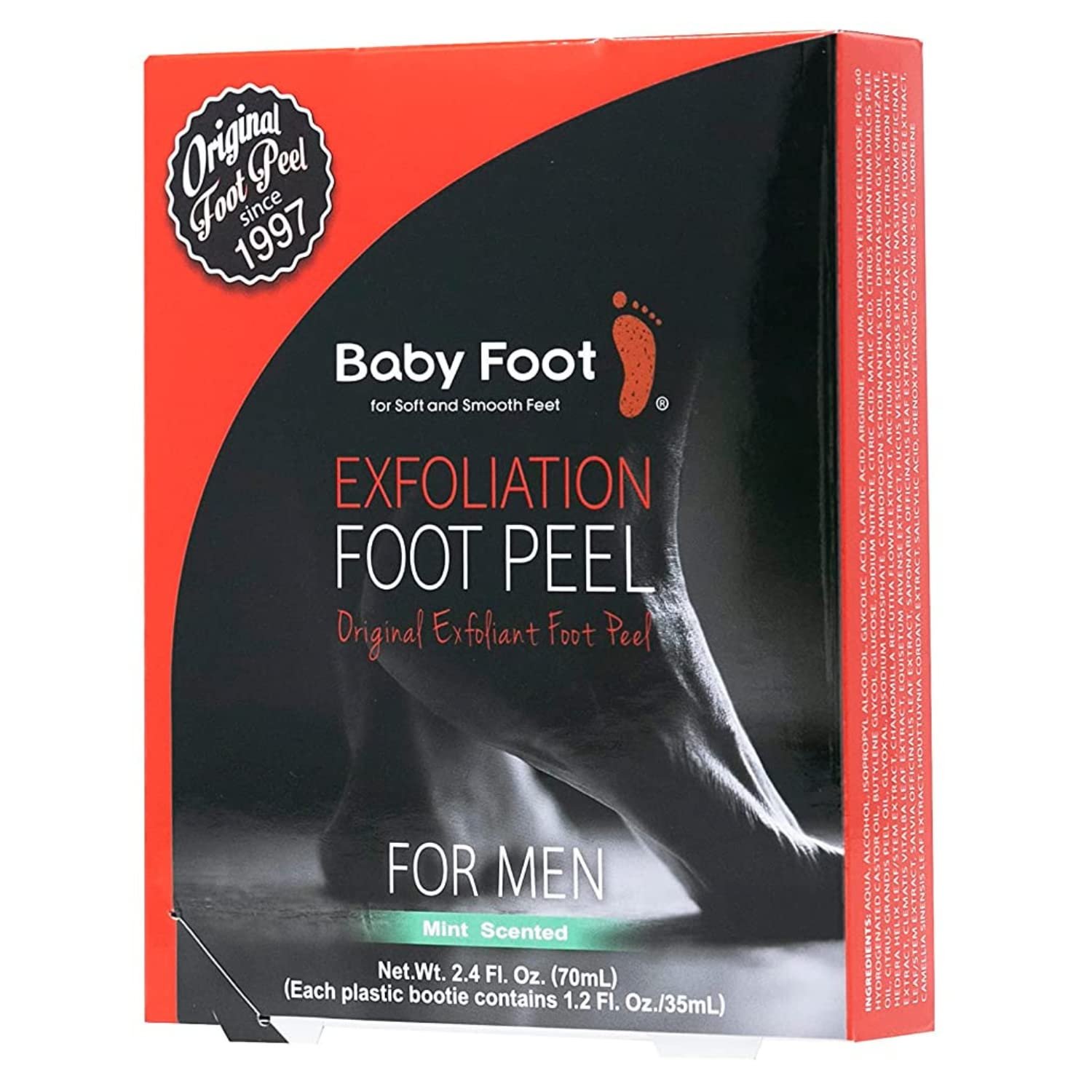 Baby Foot – Original Foot Peel Exfoliator For Men – Foot Peel Mask – Repair Rough Dry Cracked Feet and remove Dead Skin, Repair Heels and enjoy Baby Soft Smooth Feet 2.7 Fl. Oz. Mint Scented Pair
