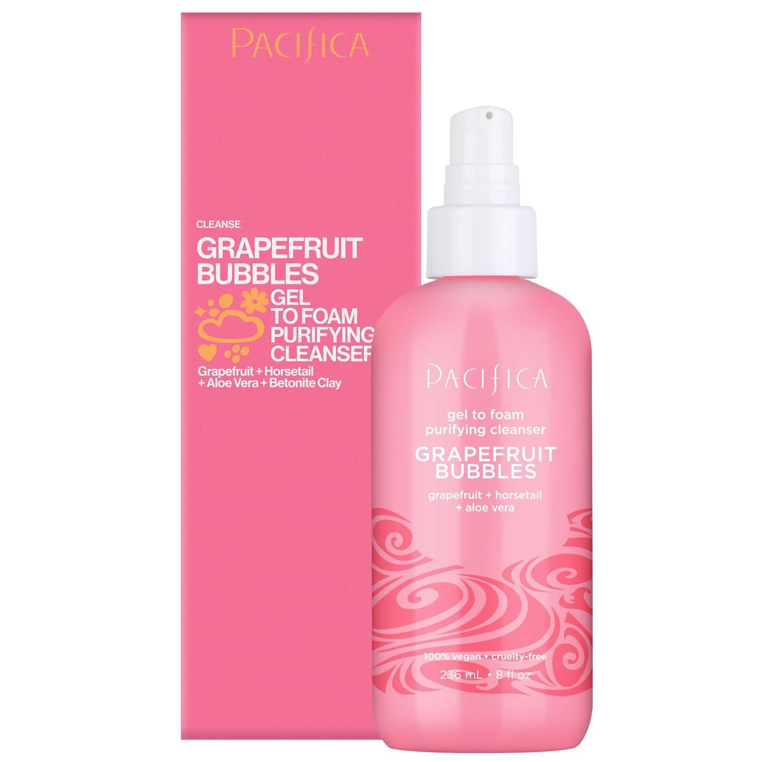 Pacifica Grapefruit Bubbles Gel-to-Foam Cleanser – Gentle Face Wash for Oily & Combination Skin, Helps Remove Excess Oil & Impurities, Helps Brighten, Vegan & Cruelty-Free Formula Dermatologist Tested
