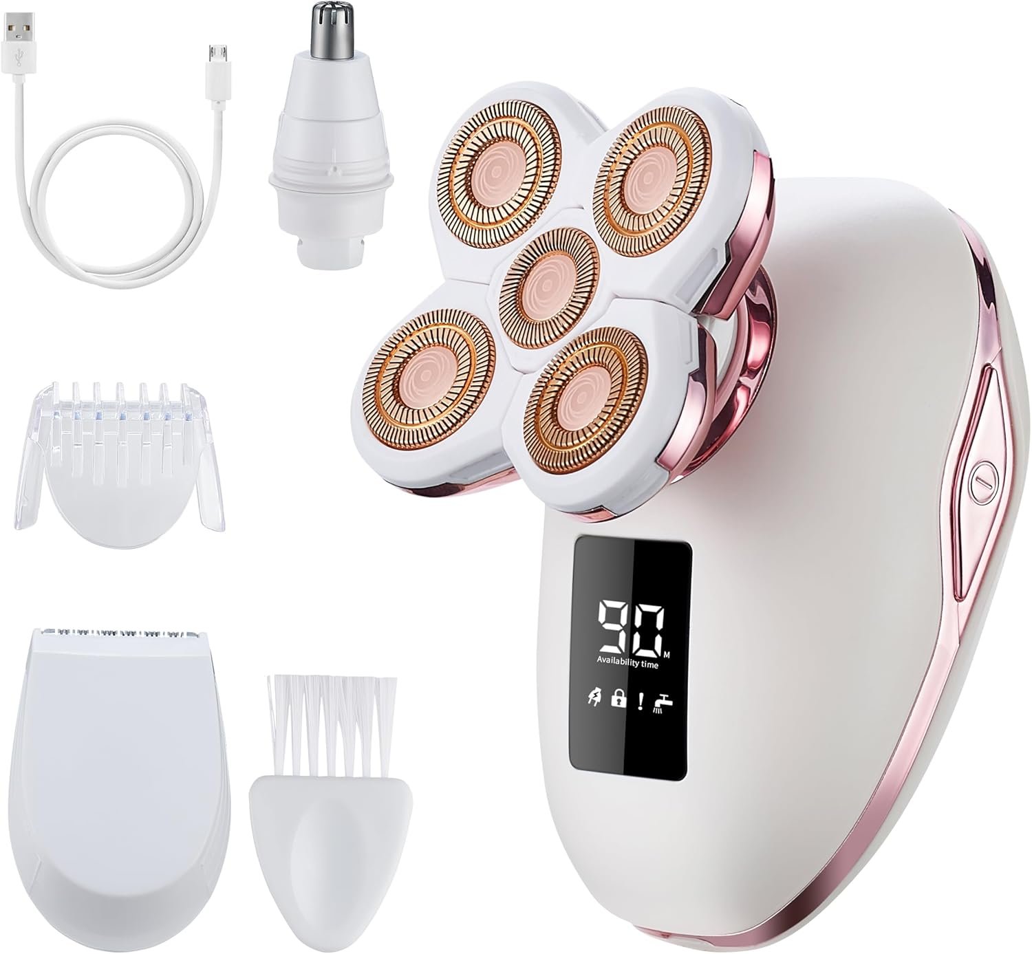 Women’s Electric Razors for Women Legs Pubic Facial Hair Removal 2 in 1 Womens Electric Shaver for Women,Bikini Trimmer for Lady,Waterproof (5D)
