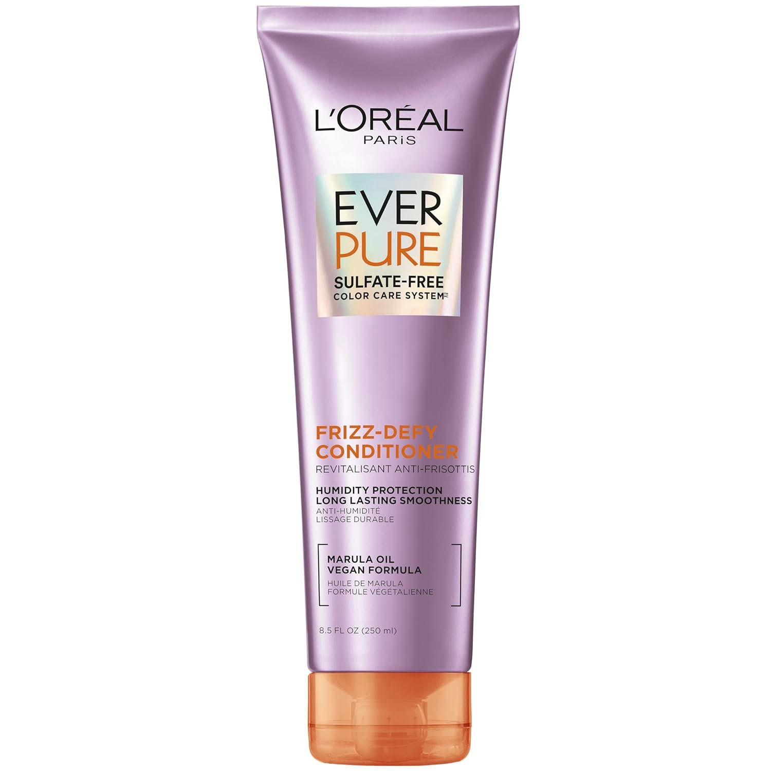 L’Oreal Paris Sulfate Free Frizz Defy Conditioner, Frizz Control Hair Care with Marula Oil, EverPure, 8.5 Fl Oz (Packaging May Vary)