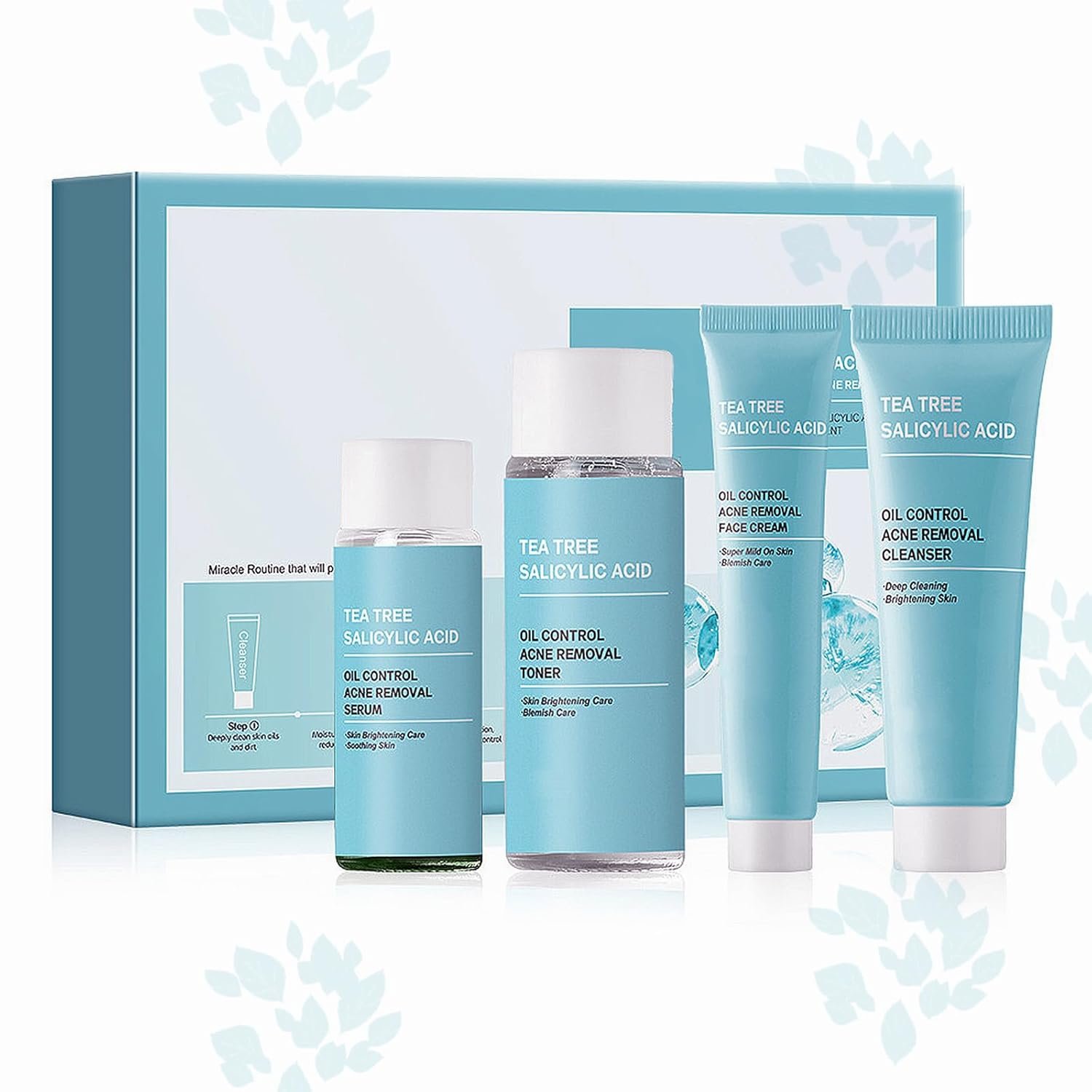 Skincare Set for Women,Skin Care Kit with Tea Tree Oil 4 Piece Skincare Gift Set with Cleanser,Toner,Serum and Face Cream Skin Care Sets for Women Oil Control and Moisturizing Skin