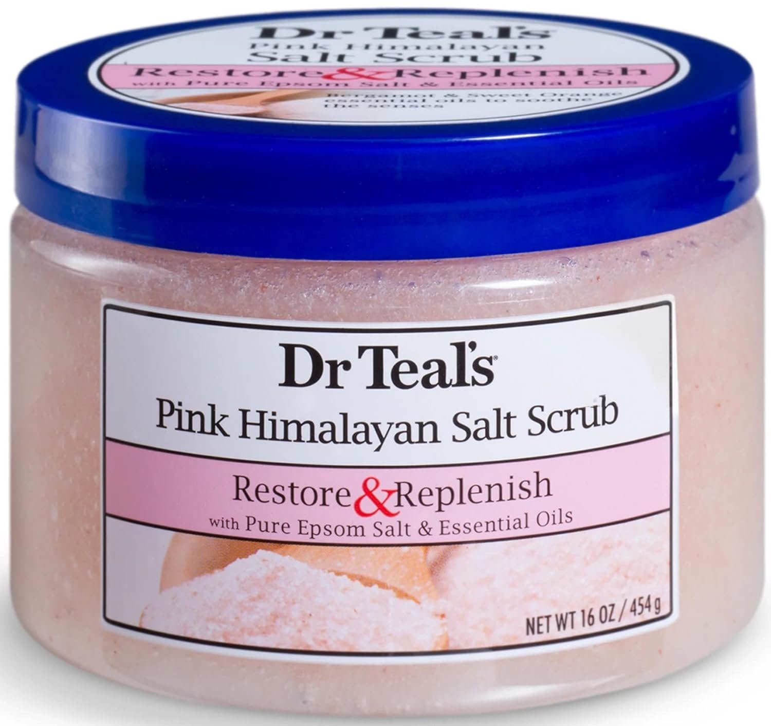 Dr Teal’s Body Scrub with Pure Epsom Salt, Restore & Replenish with Pink Himalayan Salt, 16 oz