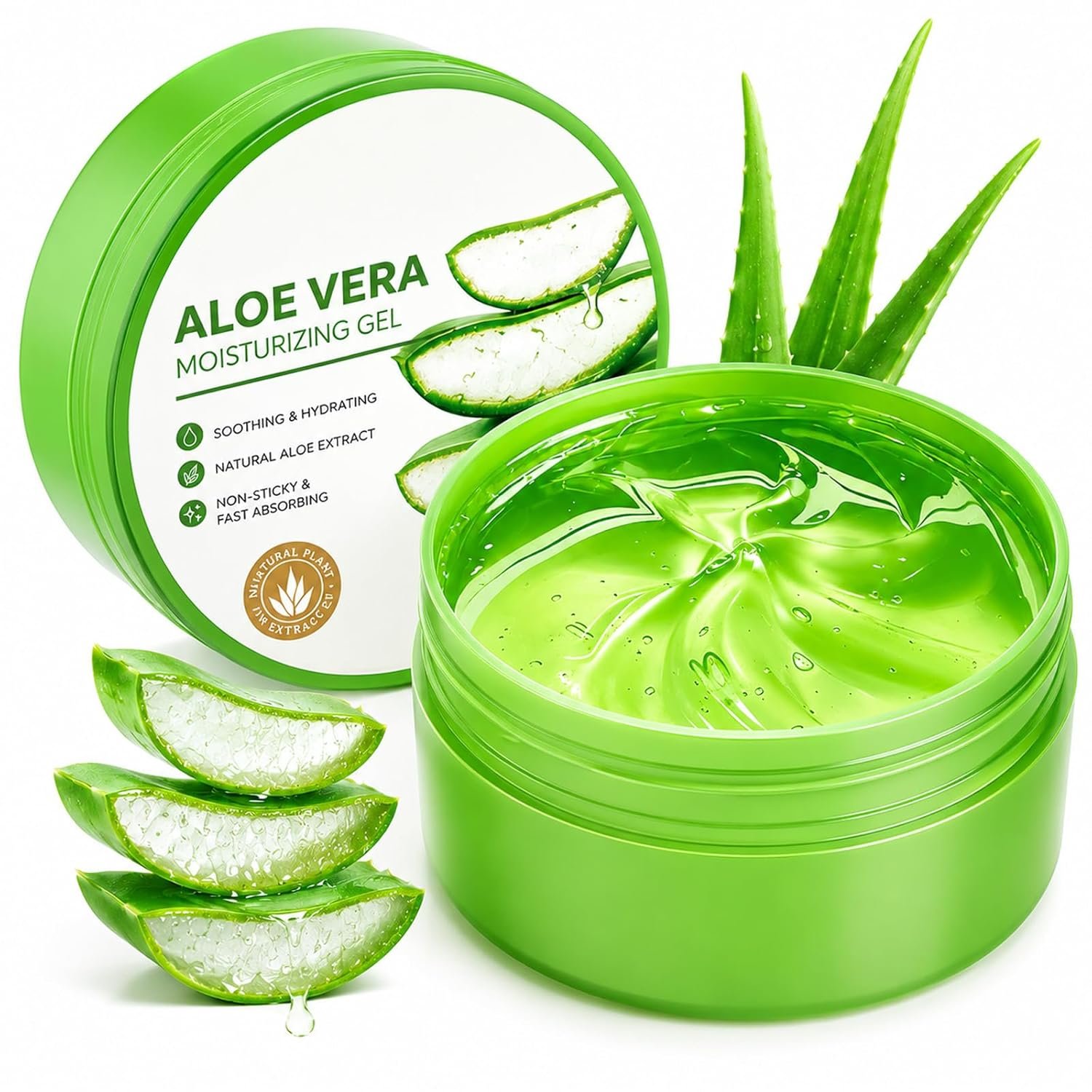 firstfly Natural Aloe Vera Gel for Face and Body, Organic Moisturizing Cream, Soothing and Hydrating Cooling Lotion for Travel and Self-Care, Non-Sticky Daily Moisturizer for All Skin Types,300ML
