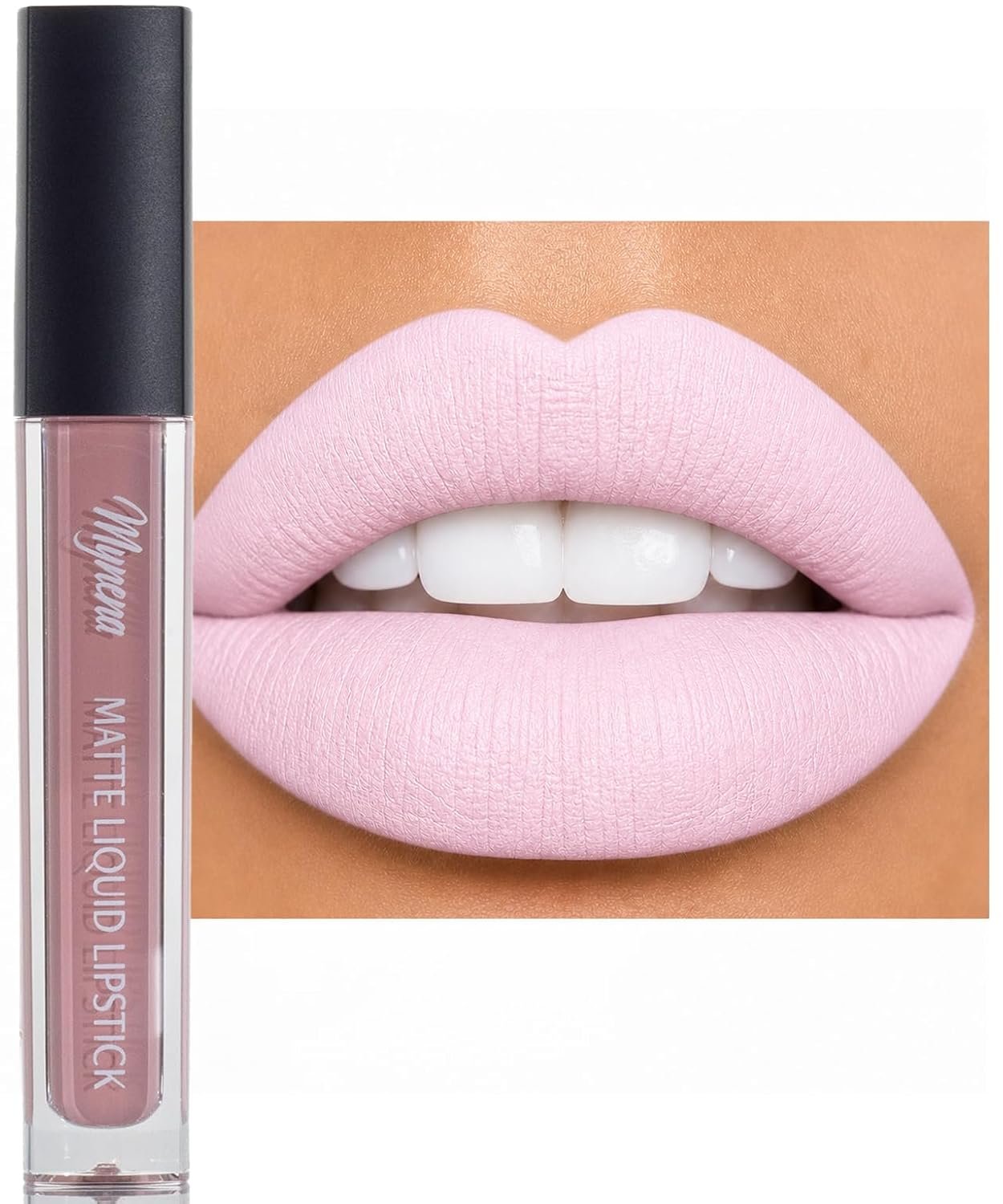 Mynena Soft Pastel Pink Matte Liquid Lipstick | Long-Lasting, Waterproof, No Smudge, No Transfer Lip Color | All-Day Wear for Long Days | Lightweight Comfortable Non-Drying Everyday Lip | Clara