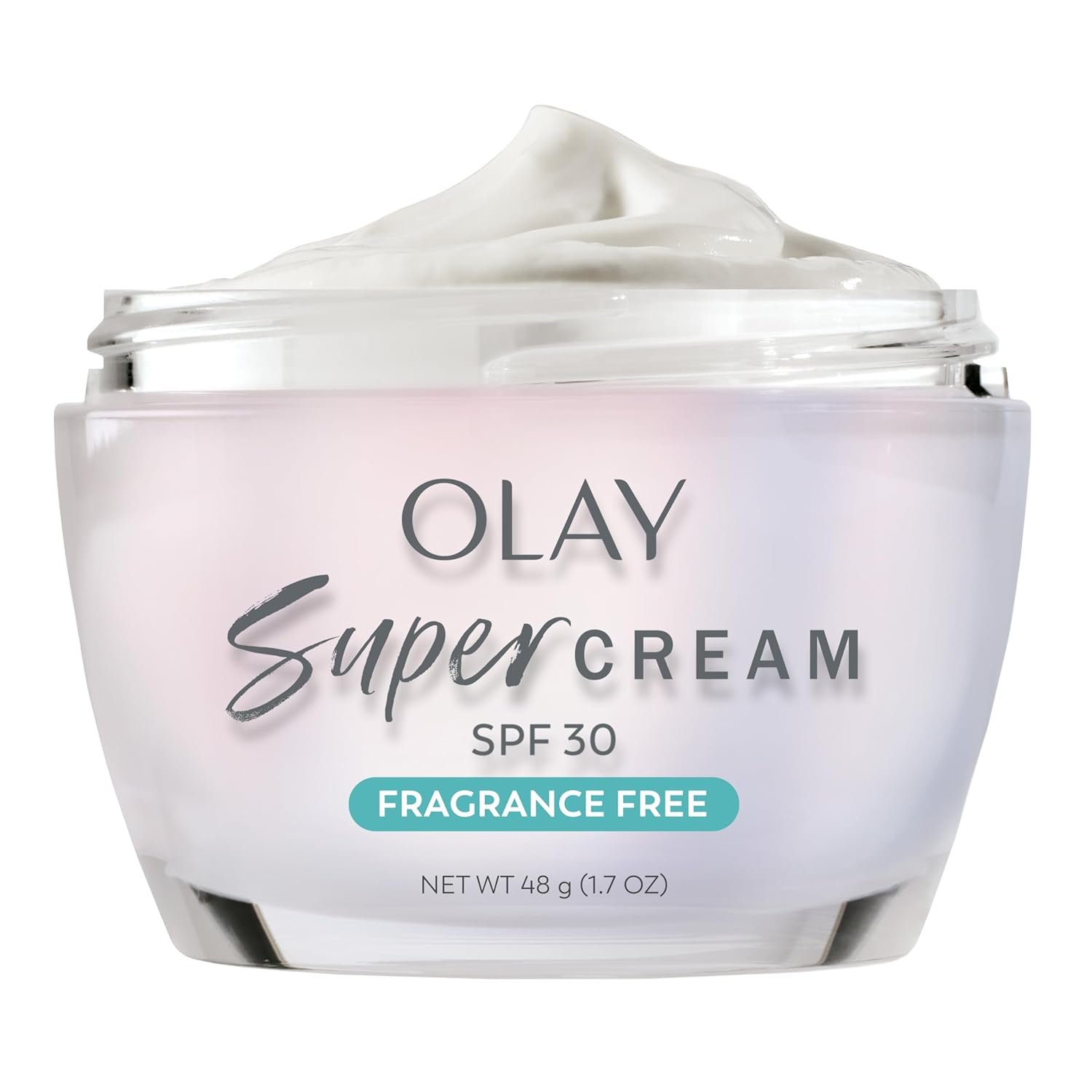 Olay Super Cream with Sunscreen SPF 30, Fragrance Free Lightweight Face Moisturizer with Sun Protection, 5-in-1 Skin Care – Hydrating, Brightening – Niacinamide, Vitamin C, Collagen, 1.7 oz