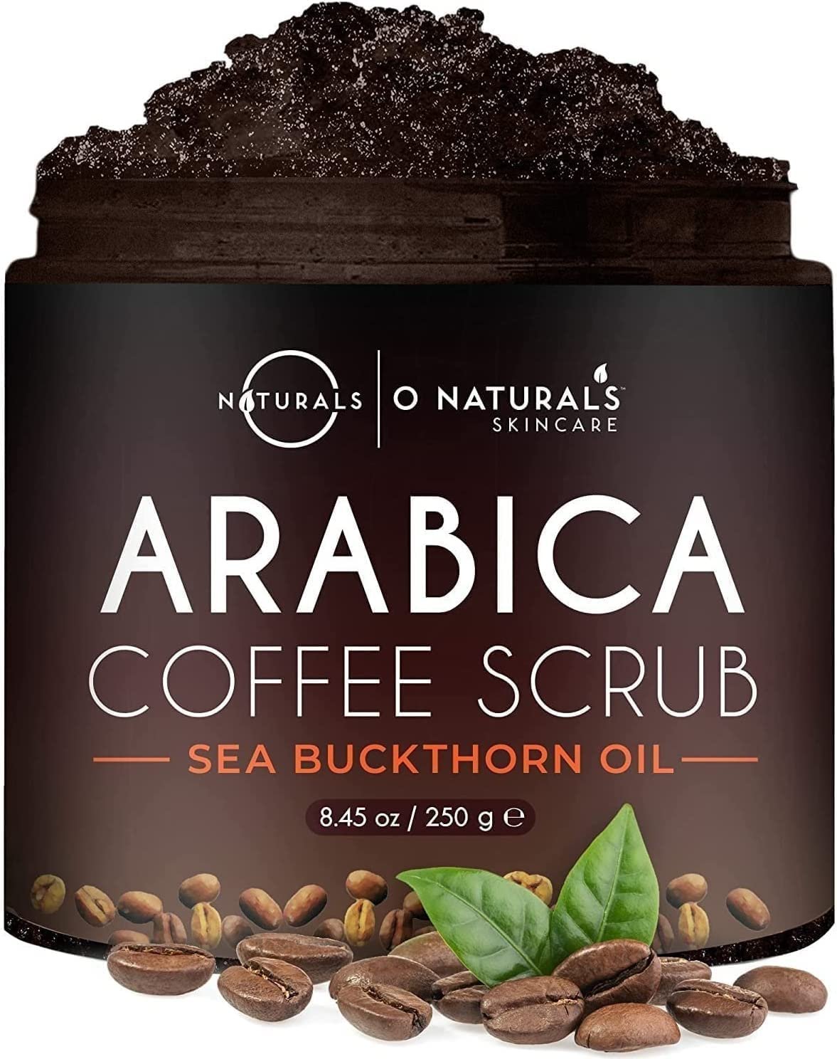 O Naturals Exfoliating Scrub, Natural Dead Sea Salt Deep-Cleansing Face & Body Scrubs. Tones Helps Oily Skin, Dead Skin Remover – Coffee Arabica 8.45oz