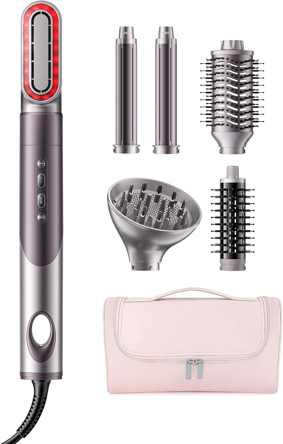MESCOMB Infrared 6 in 1 Hot Air Styler Wrap – Dual Voltage Hair Dryer| Fast Drying & No Heat Damage, Professional Multi-Styler for Curling, Volumizing & Smooth Straightening (110V-240V)