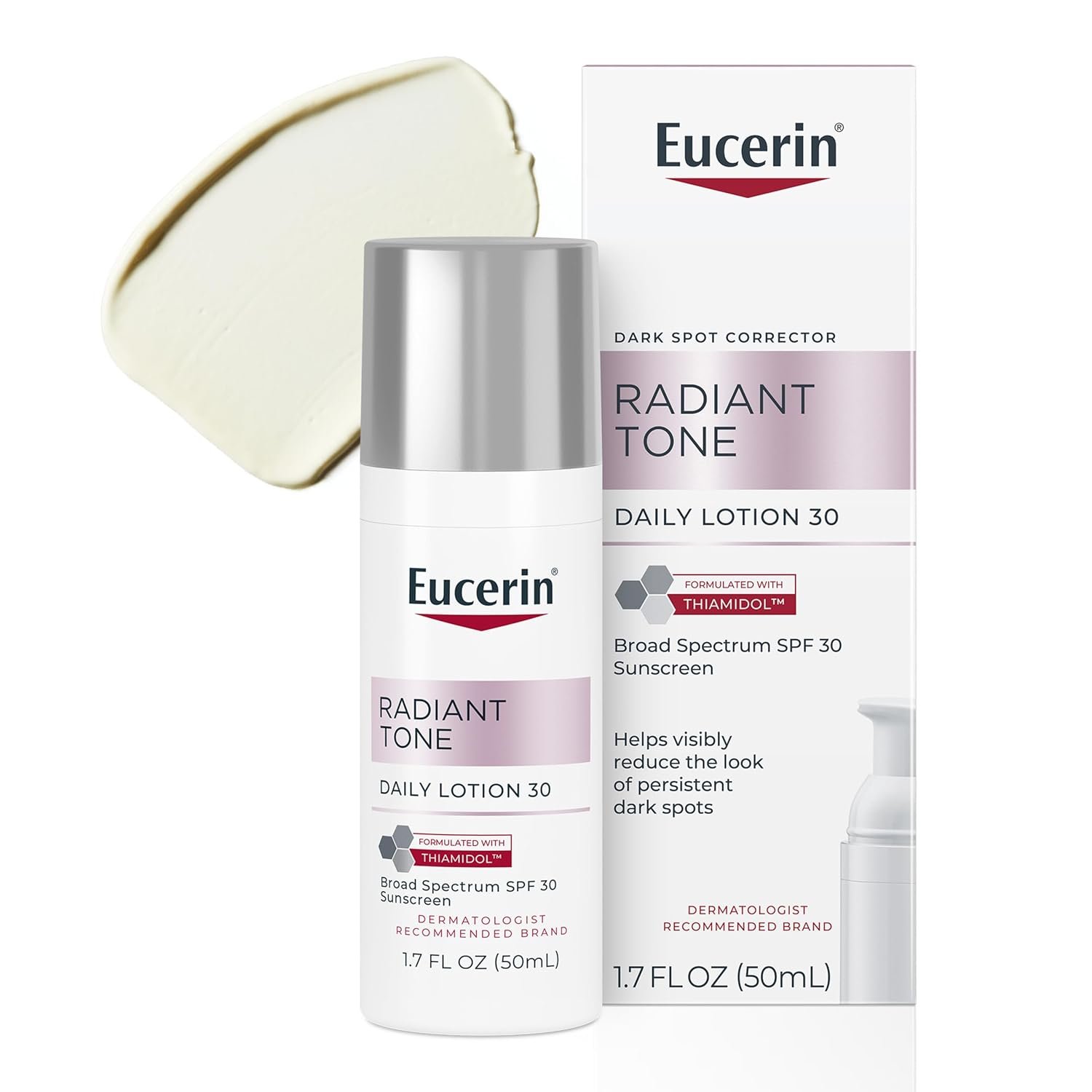 Eucerin Radiant Tone Daily Face Lotion with SPF 30, Dark Spot Corrector with Thiamidol, Face Moisturizer, All Skin Types, 1.7 Fl Oz Bottle