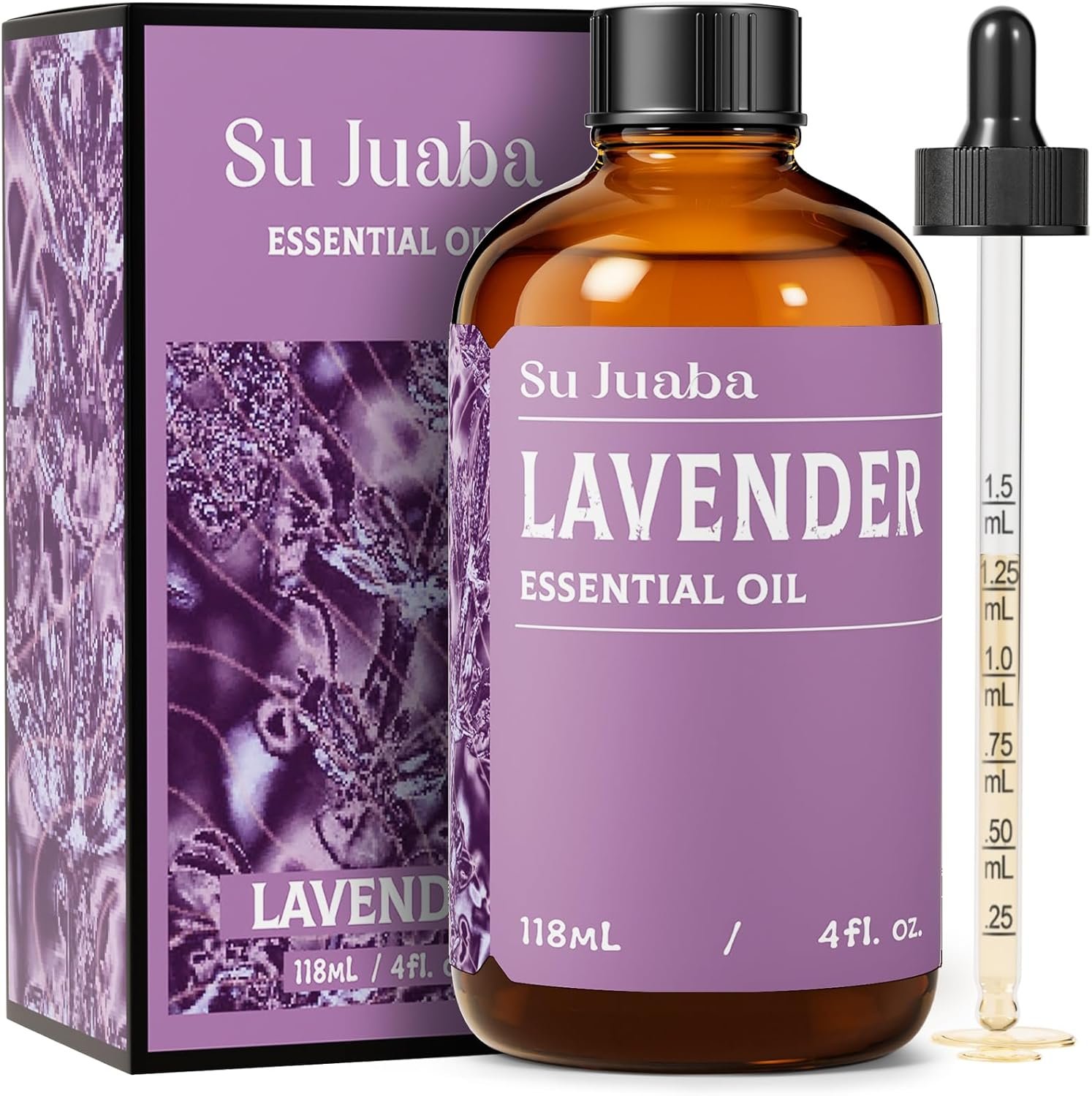 SU JUABA Lavender Essential Oil 4 Fl Oz, 100% Pure Natural Aromatherapy Oil for Diffuser, Skin Care, Relaxation, Sleep, Wool Dryer Balls – 118ML