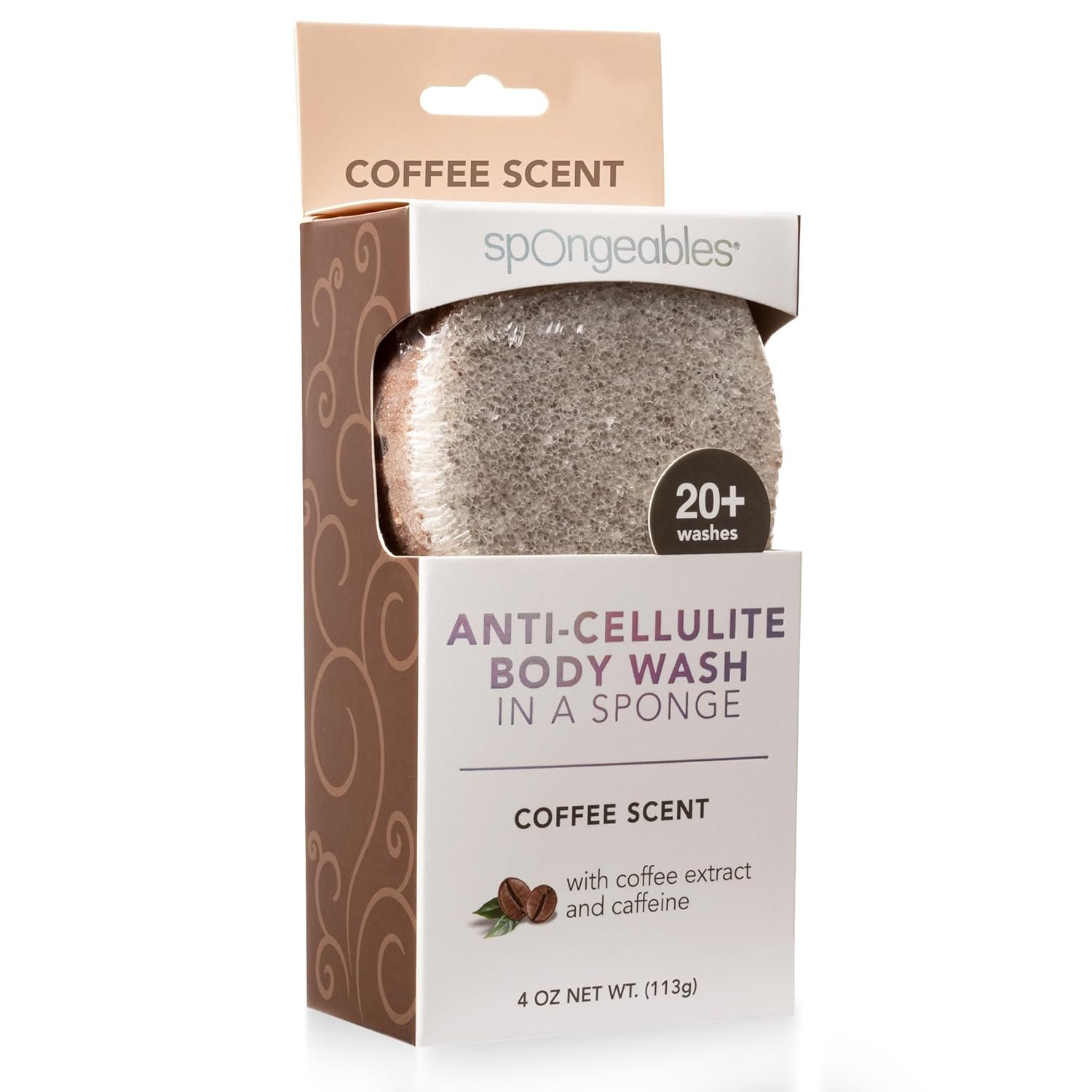 Spongeables Anti-Cellulite Body Wash in a Sponge, Moisturizer and Exfoliator, 20+ Washes
