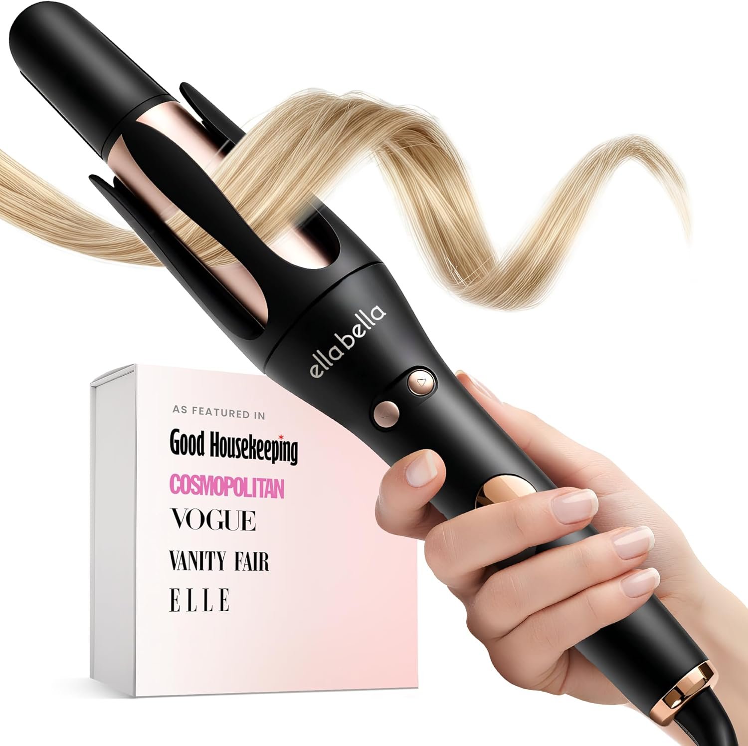 ELLA BELLA® Automatic Rotating Curling Iron • Auto Hair Curlers • Easy to Use • Digital Display to Accurately Control Temperature • Transform Your Look in Seconds • Ideal for Longer Hair
