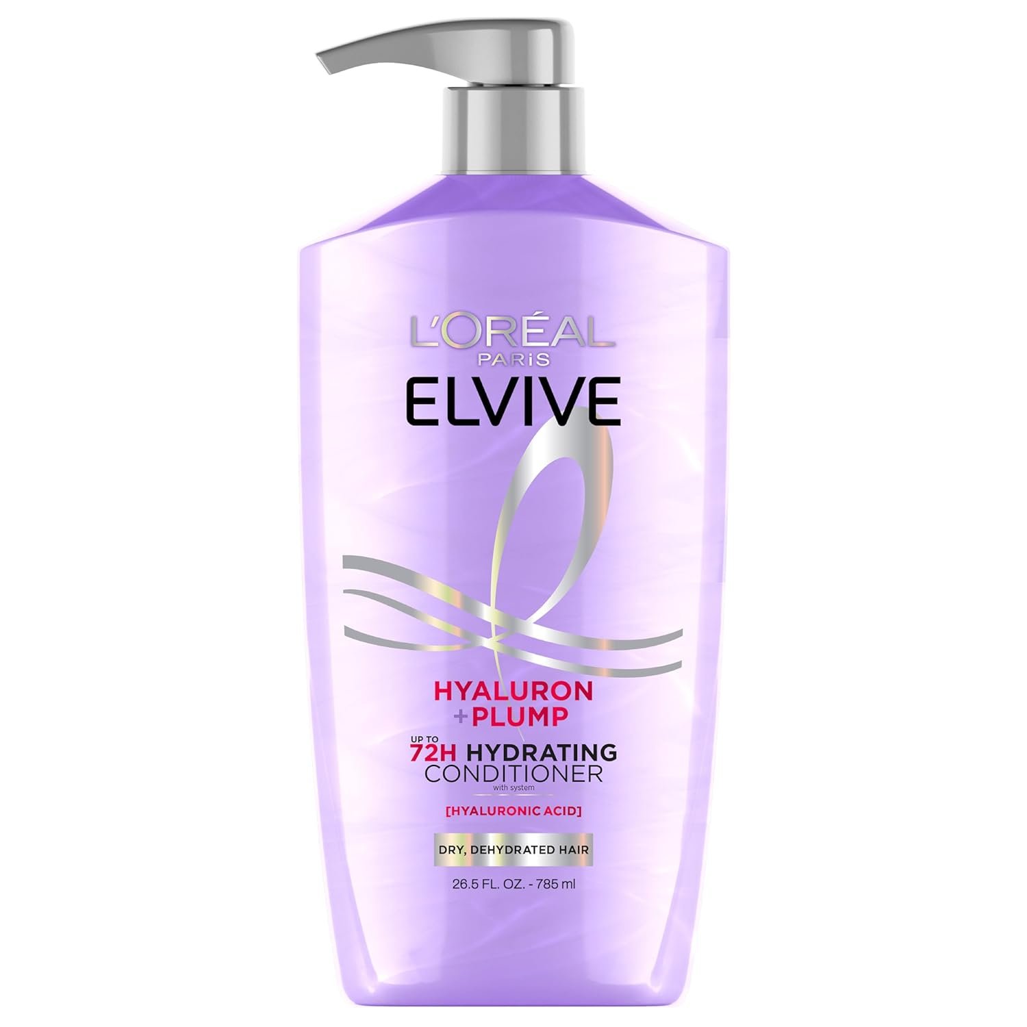 L’Oreal Paris Elvive Hyaluron Plump Hydrating Conditioner for Dehydrated, Dry Hair Infused with Hyaluronic Acid Care Complex, Paraben-Free, 26.5 Fl Oz