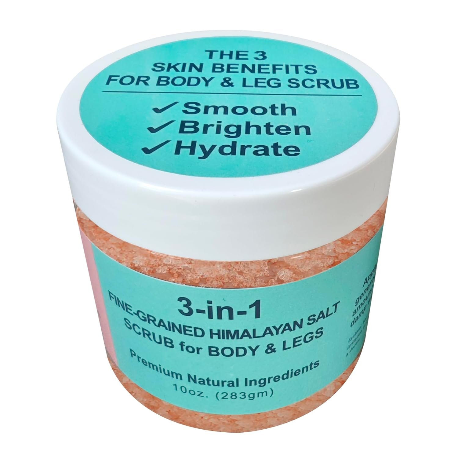 EnYounger™ 3-in-1 Fine-Grained Himalayan Salt Scrub for Body & Legs – Exfoliate/Smooth, Brighten & Hydrate Naturally (10 oz / 283 g)