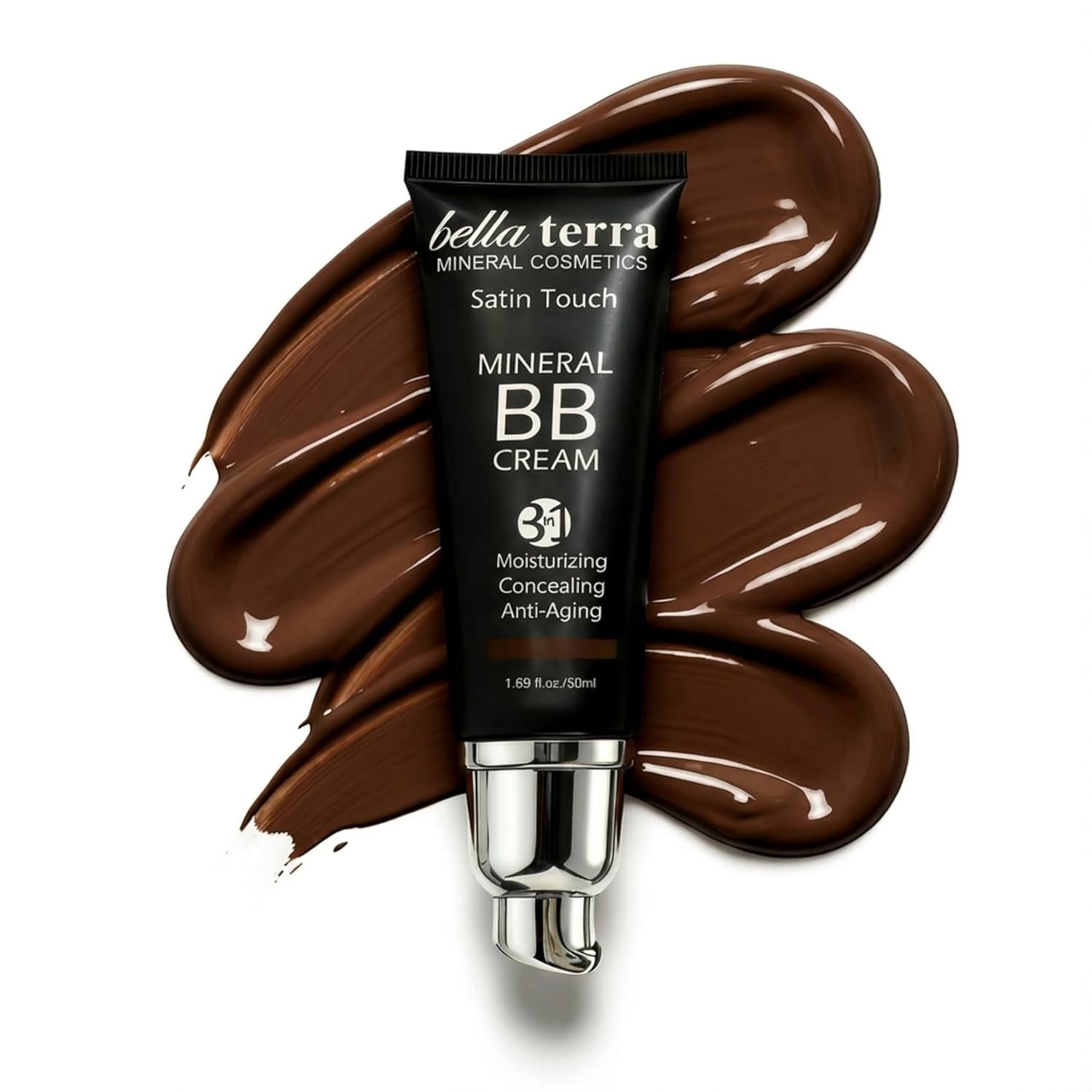 Bellaterra Cosmetics BB Cream Tinted Moisturizer & Mineral Foundation Makeup Dark 108 – Natural BB Cream, Oil-Free Matte Finish, Anti-Aging Concealer, Buildable Coverage for All Skin Types, 1.69 oz