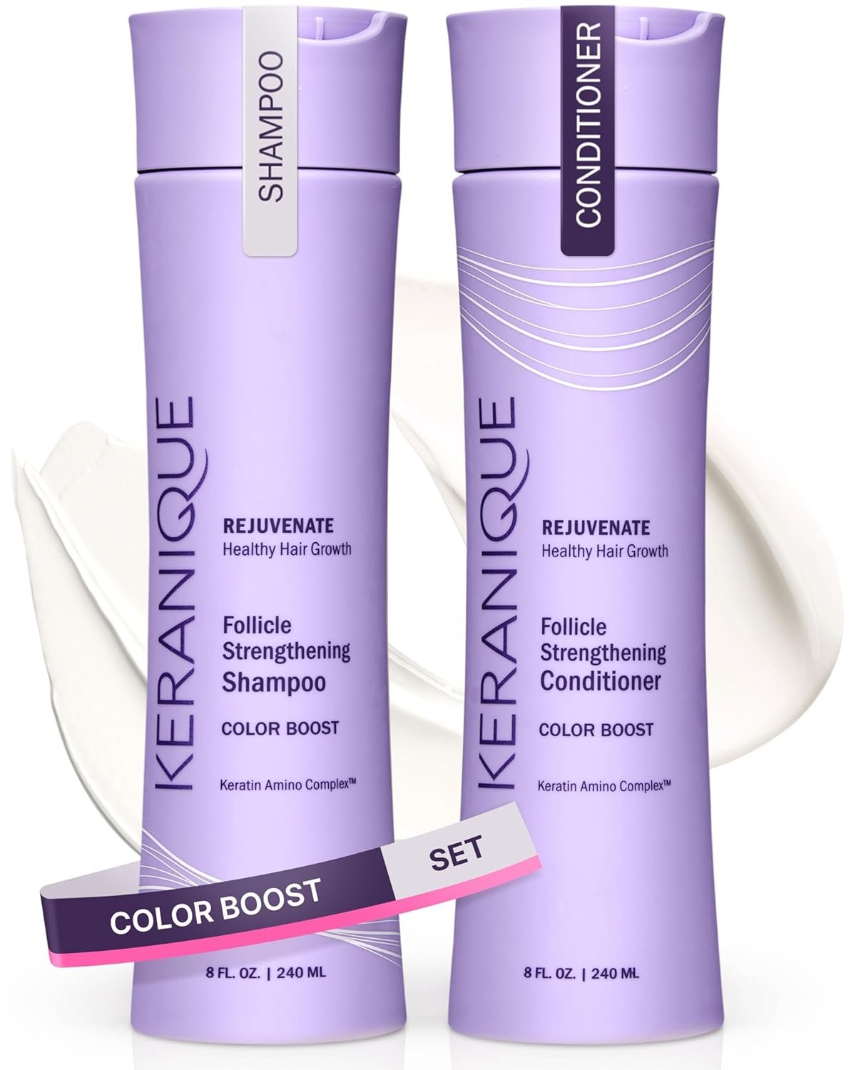 Keranique Rejuvenate Color Boost Shampoo & Conditioner for Color-Treated Hair, Thinning Hair – Sulfate & Paraben Free with UV Protection – Helps Reduce Color Fade & Wash-Out – Keratin Amino Complex™