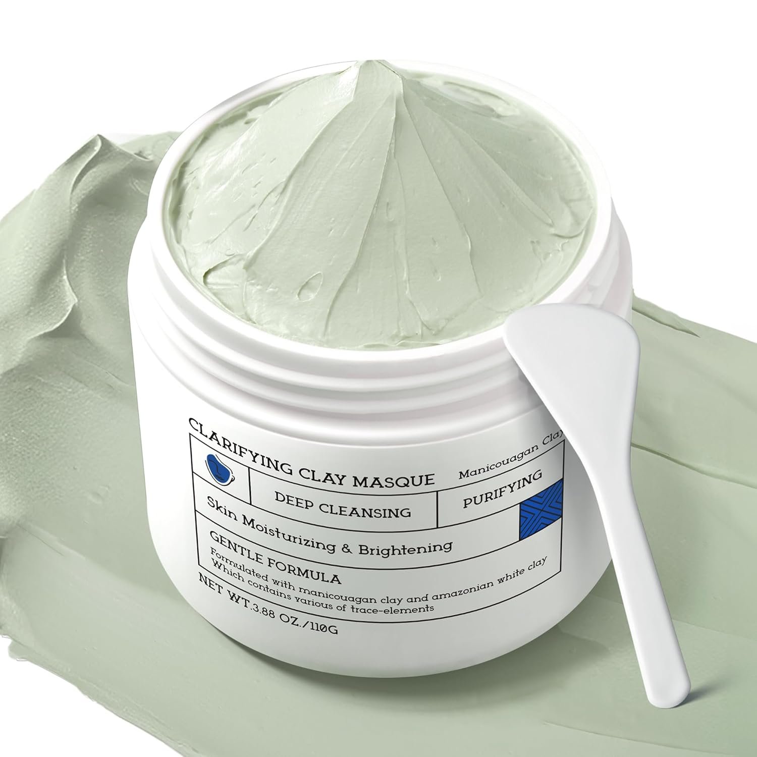 NING DERMOLOGIE Clay Mask for Face & Sensitive Skin: Triple Mud Formula Deep Cleans Pores Reduces Acne Balances Oil & Improves Texture – 3.88 Oz