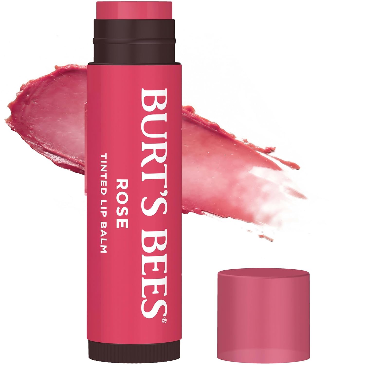 Burt’s Bees Lip Tint Balm, Long Lasting 2 in 1 Duo Tinted Balm Formula, Color Infused with Hydrating Shea Butter for a Natural Looking Buildable Finish, Rose, 1 Tube