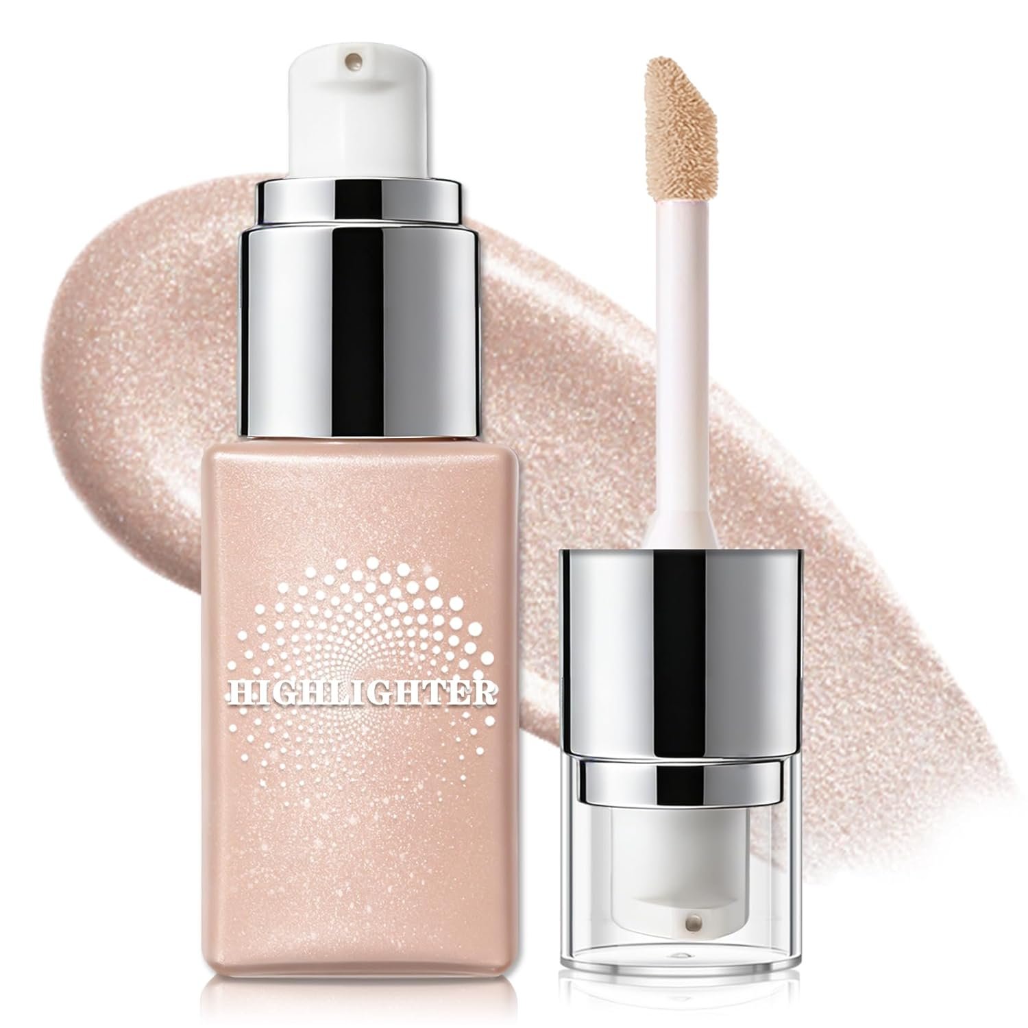 IONSGAKO Liquid Highlighter Makeup, Cream Glassy Highlighter for Face Natural Glow Finish Illuminator Buildable Long Lasting Illuminating Glow Makeup – 01 Light Glow