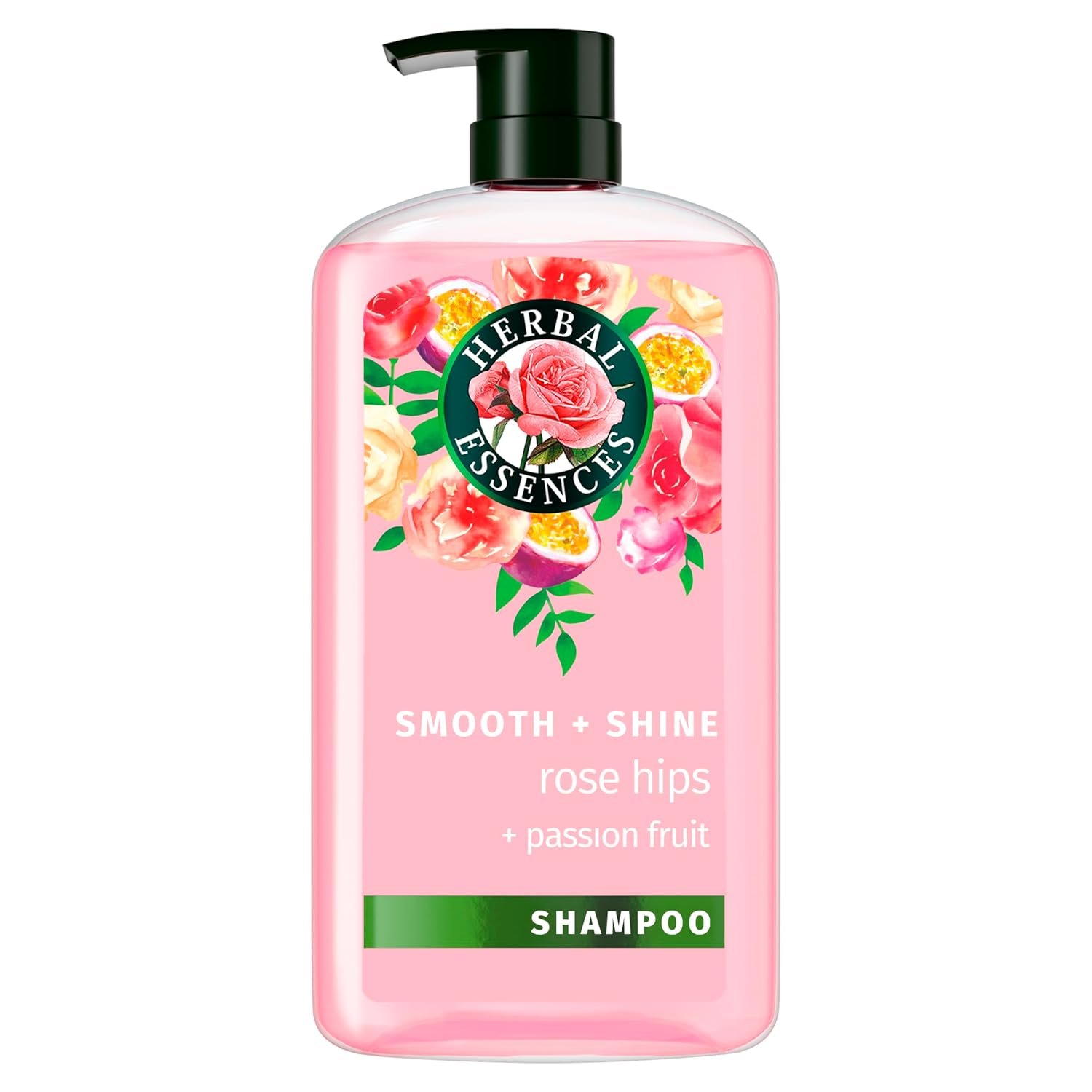 Herbal Essences Shampoo, Rose Hips + Passionfruit – Smooth Collection, Shiny Hair with Vitamin E & Jojoba, Safe for Color Treated Hair, Floral Scent, Cruelty-Free, Dermatologist-Tested, 29.2 Fl Oz