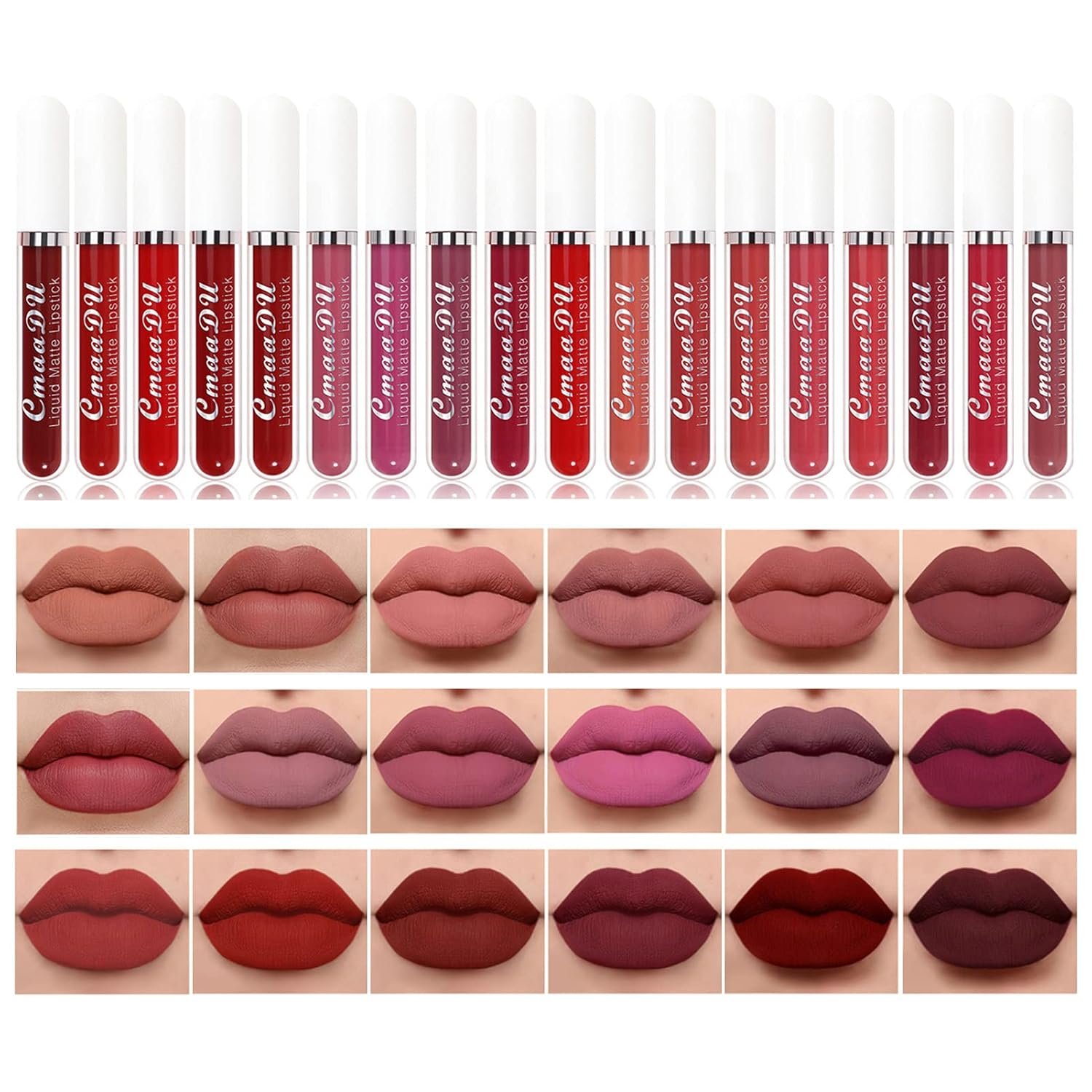 18Pcs Matte Liquid Lipstick Set, Waterproof Long Lasting Non-Stick Cup Nude Lipstick Dark Red Lipstick for Women 24 Hour High Pigmented Lip Gloss Set Mother’s Day Makeup Gifts for Women