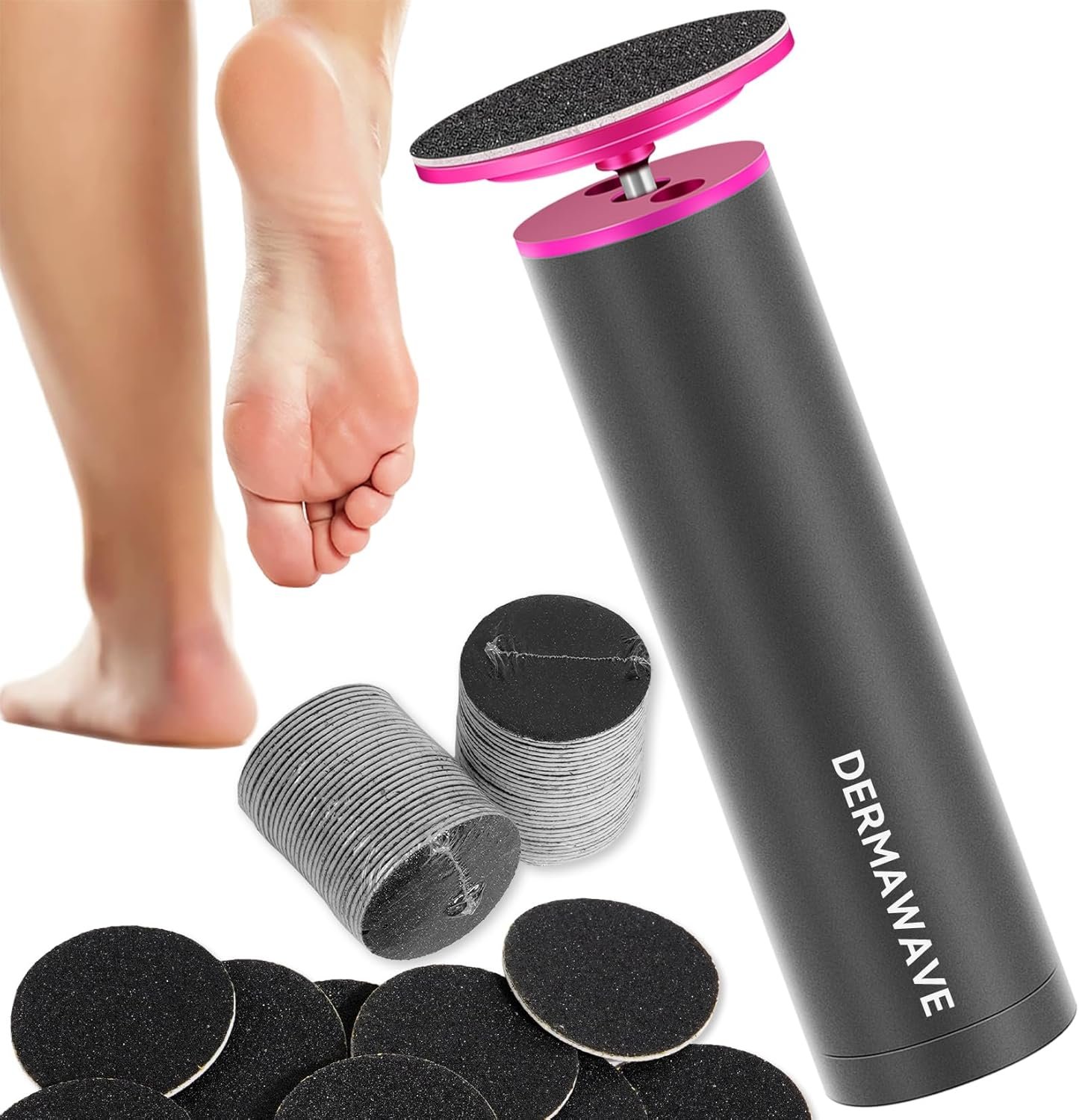 DERMAWAVE FSA&HSA Electric Callus Remover for Feet with 60 Sandpaper Discs, Adjustable Speed Professional Foot File Electric Heel Grinder Sander Pedicure Tool for Dead Skin