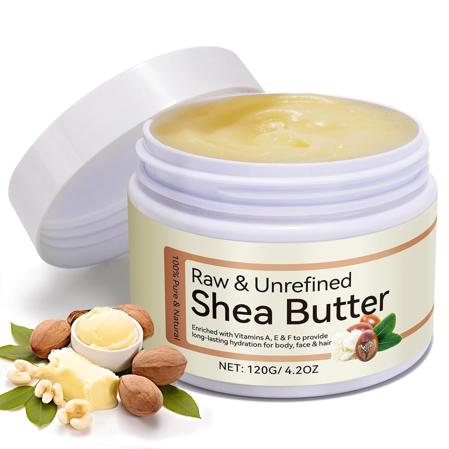 Daiasns African Shea Butter 4.2oz Ivory Grade A Pure Natural Raw & Unrefined Body Butter for Dry and Cracked Skin – Moisturizing Shea Butter – Deep Nourishing Body Hair and Face