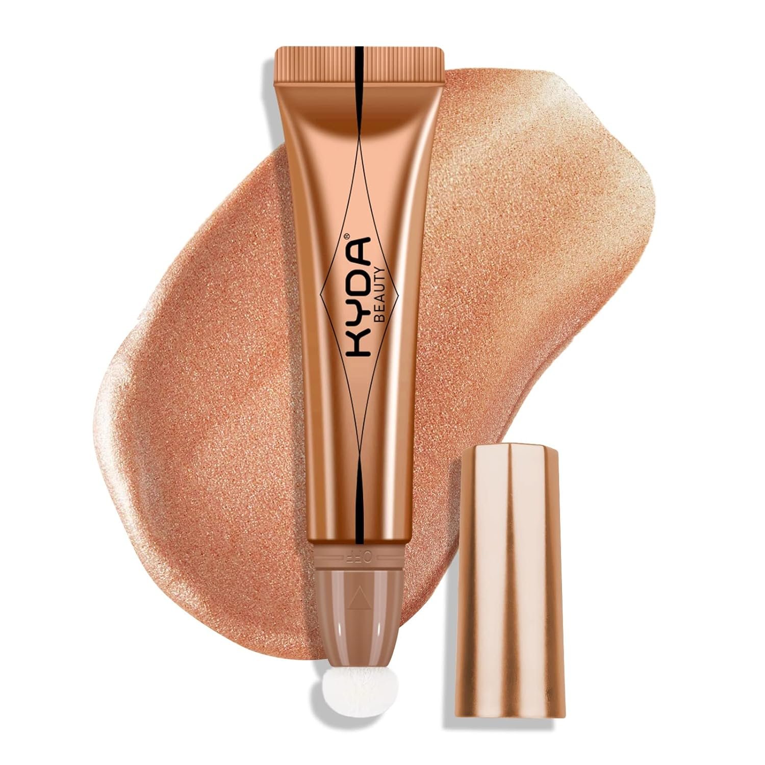 KYDA Liquid Highlighter Wand, Buildable Glow Face Illuminator, Shimmer Highlighter Bronzer Makeup Stick, Smooth Blendable Coverage with Cushion Applicator, Talk Glow, 06 fl oz