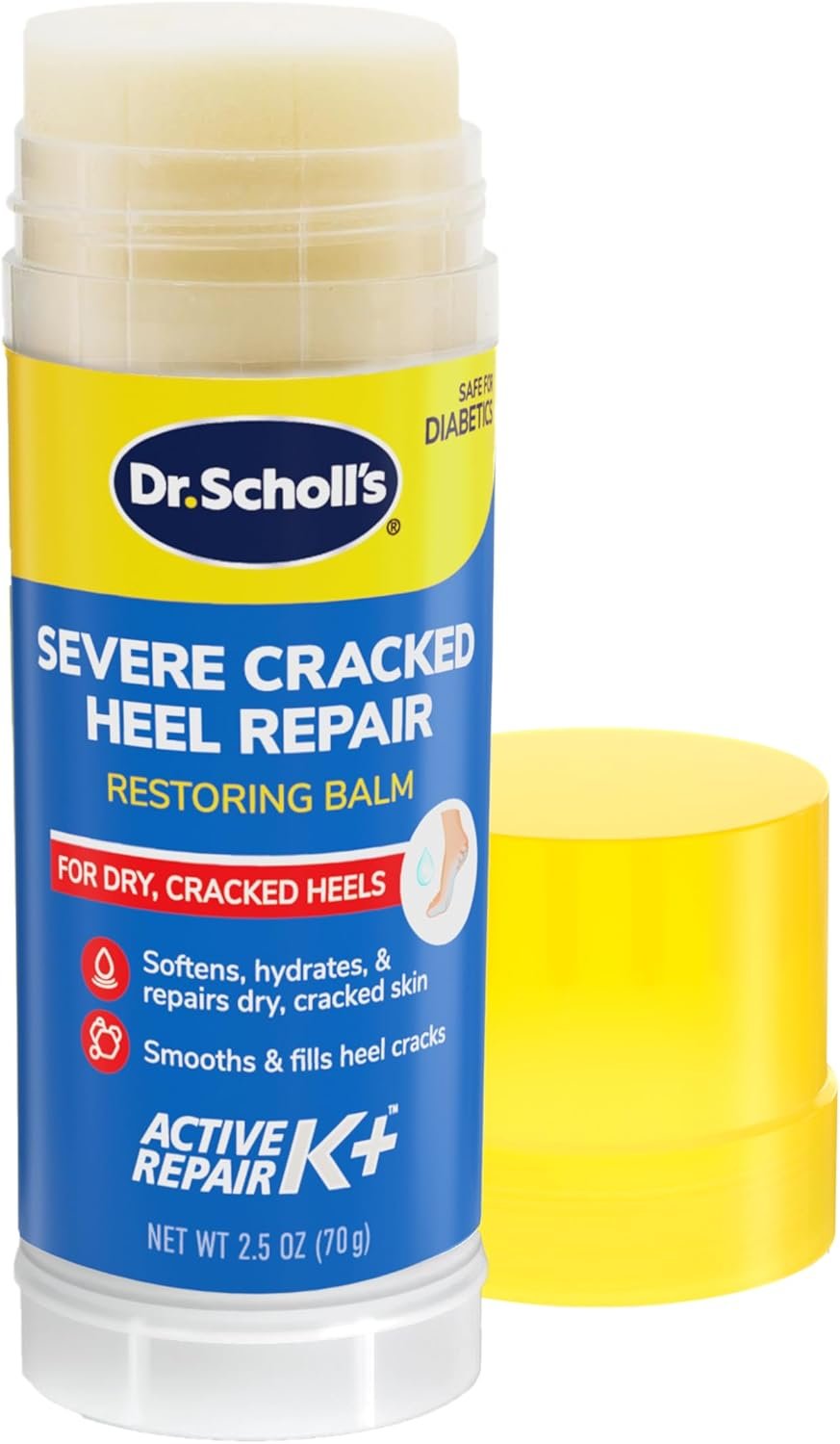 Dr. Scholl’s Severe Cracked Heel Repair Restoring Balm 2.5oz, with 25% Urea for Dry, Cracked Feet, Heals and Moisturizes for Healthy Feet